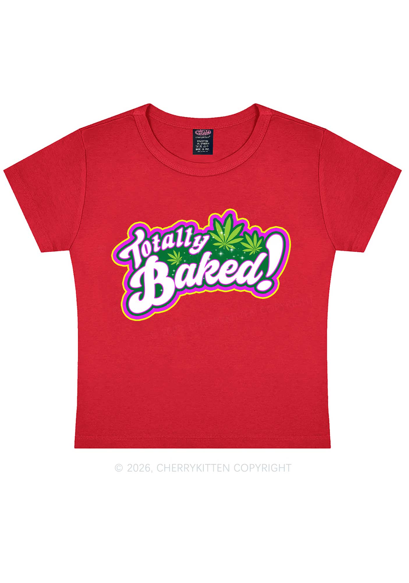 Totally Baked Y2K Baby Tee Cherrykitten - Image 7