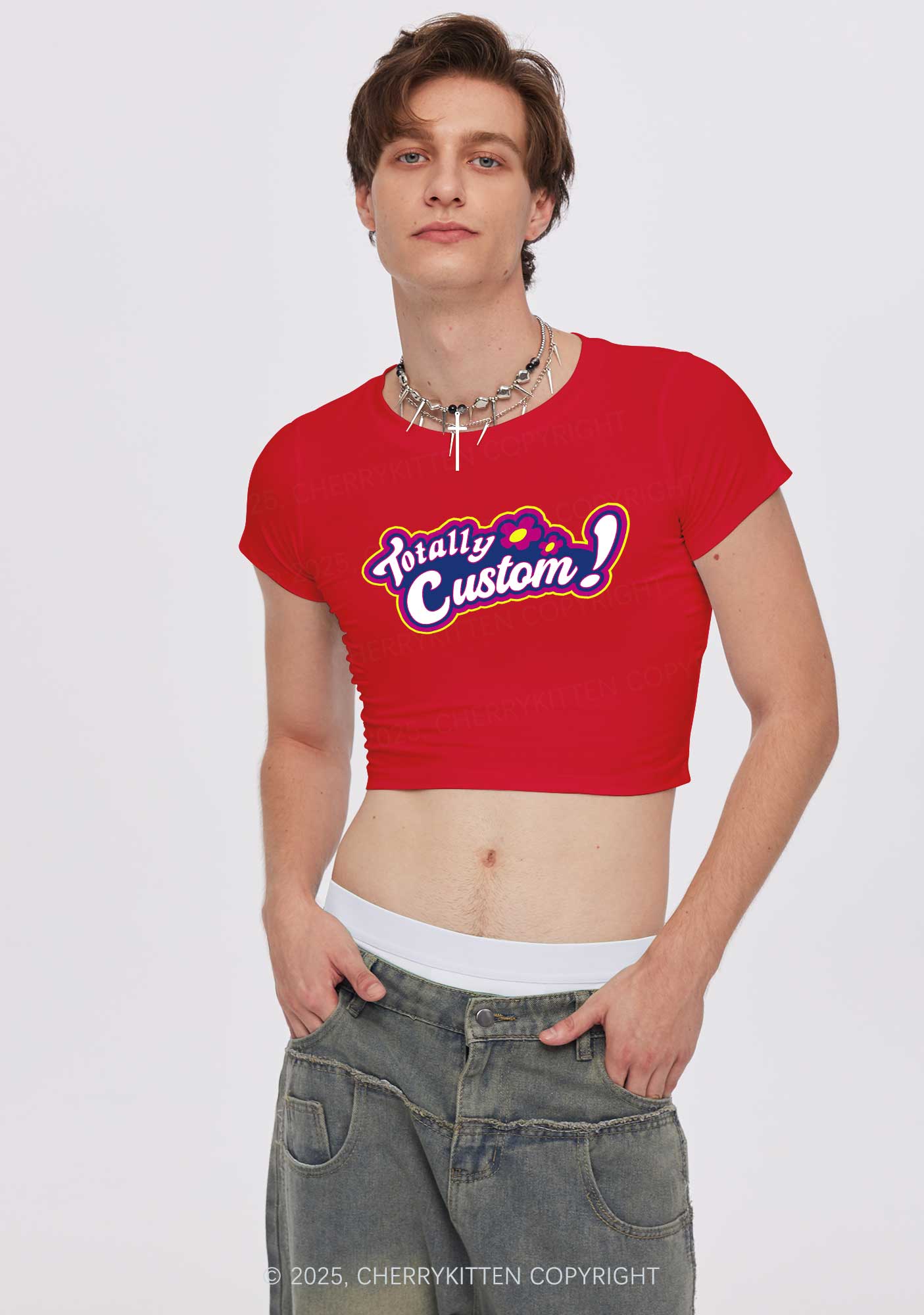 Totally Custom Y2K Baby Tee Cherrykitten - Image 2