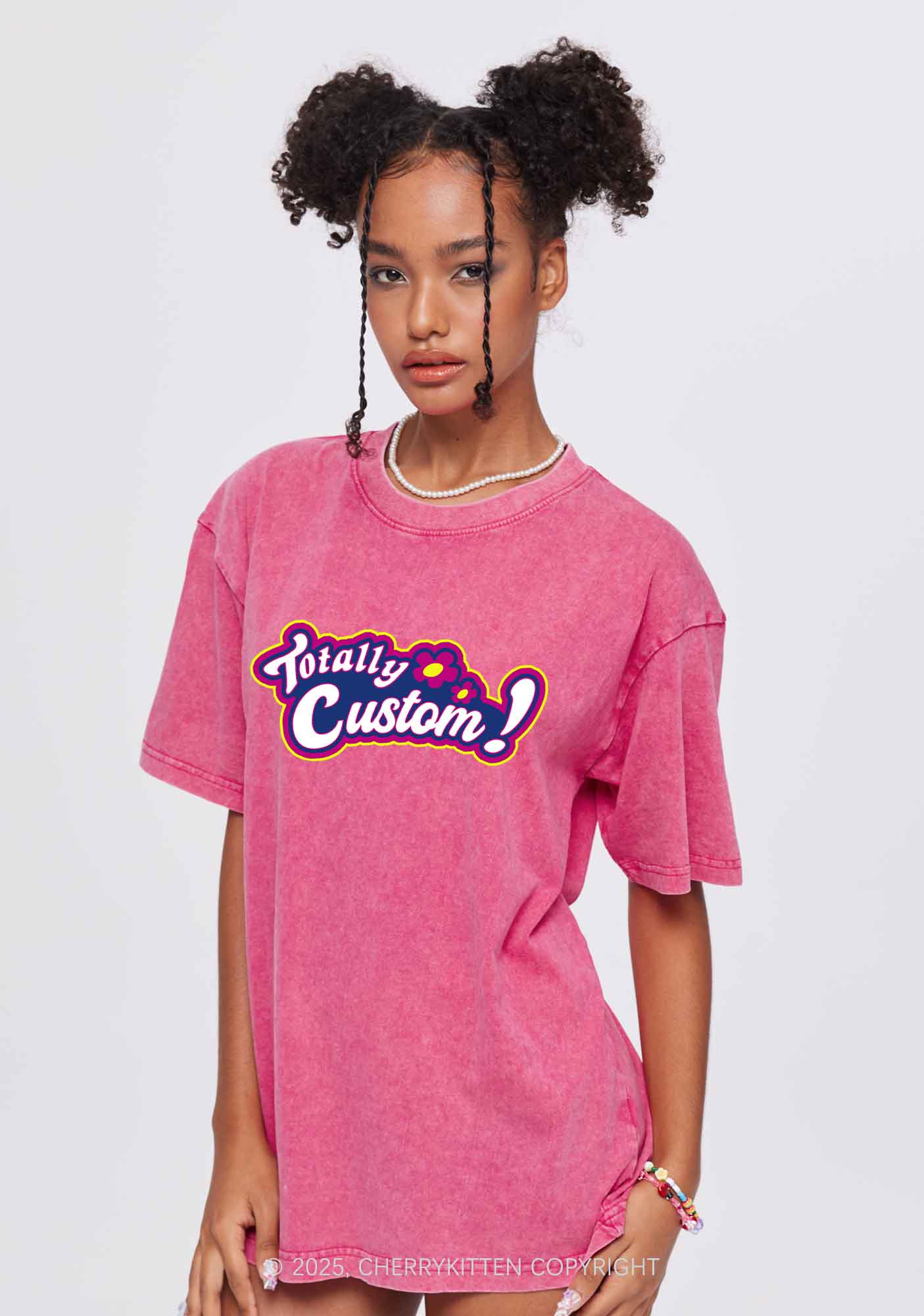 Totally Custom Y2K Shirts Washed Tee Cherrykitten - Image 2