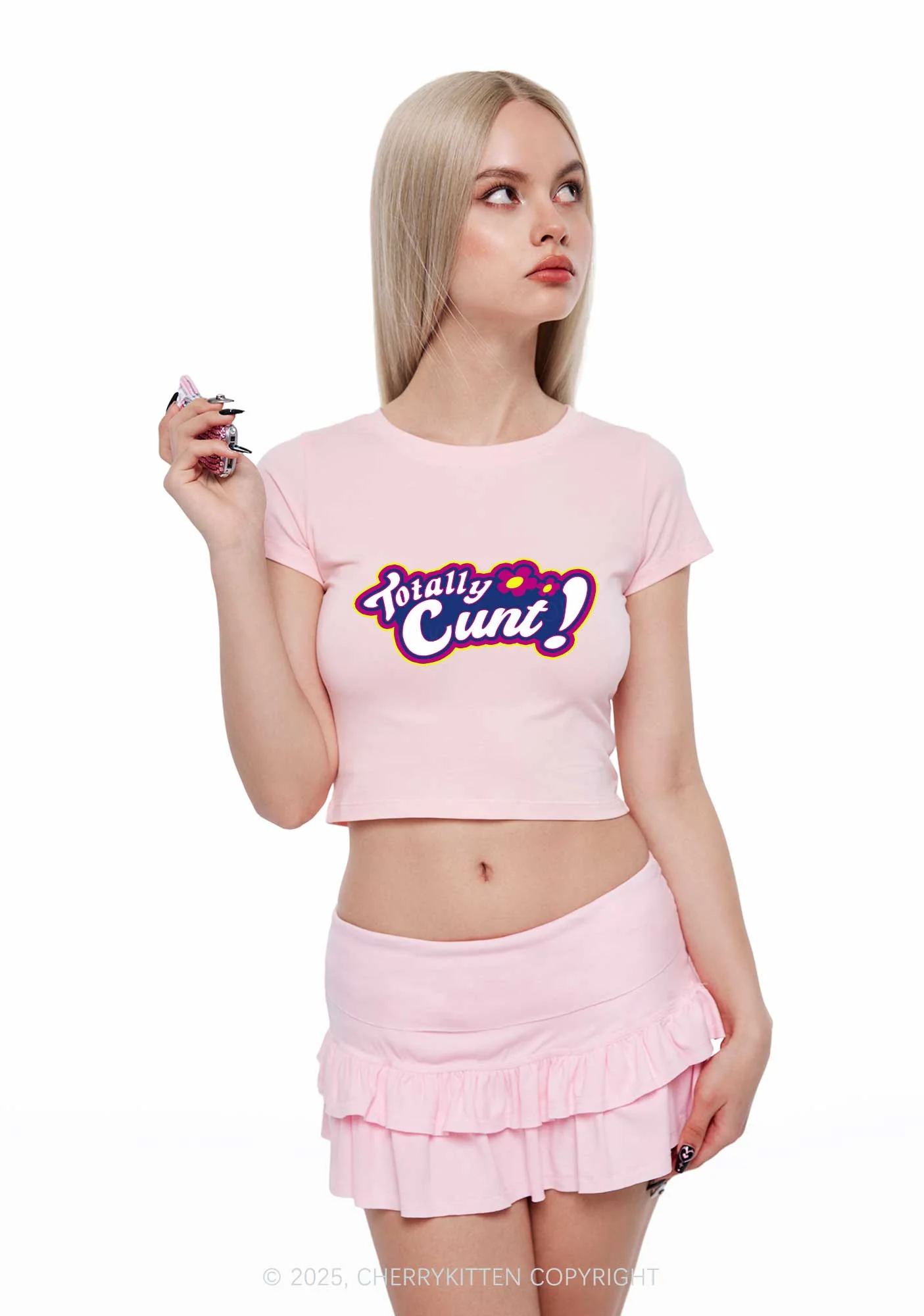Totally Cxxt Y2K Baby Tee Cherrykitten - Image 2