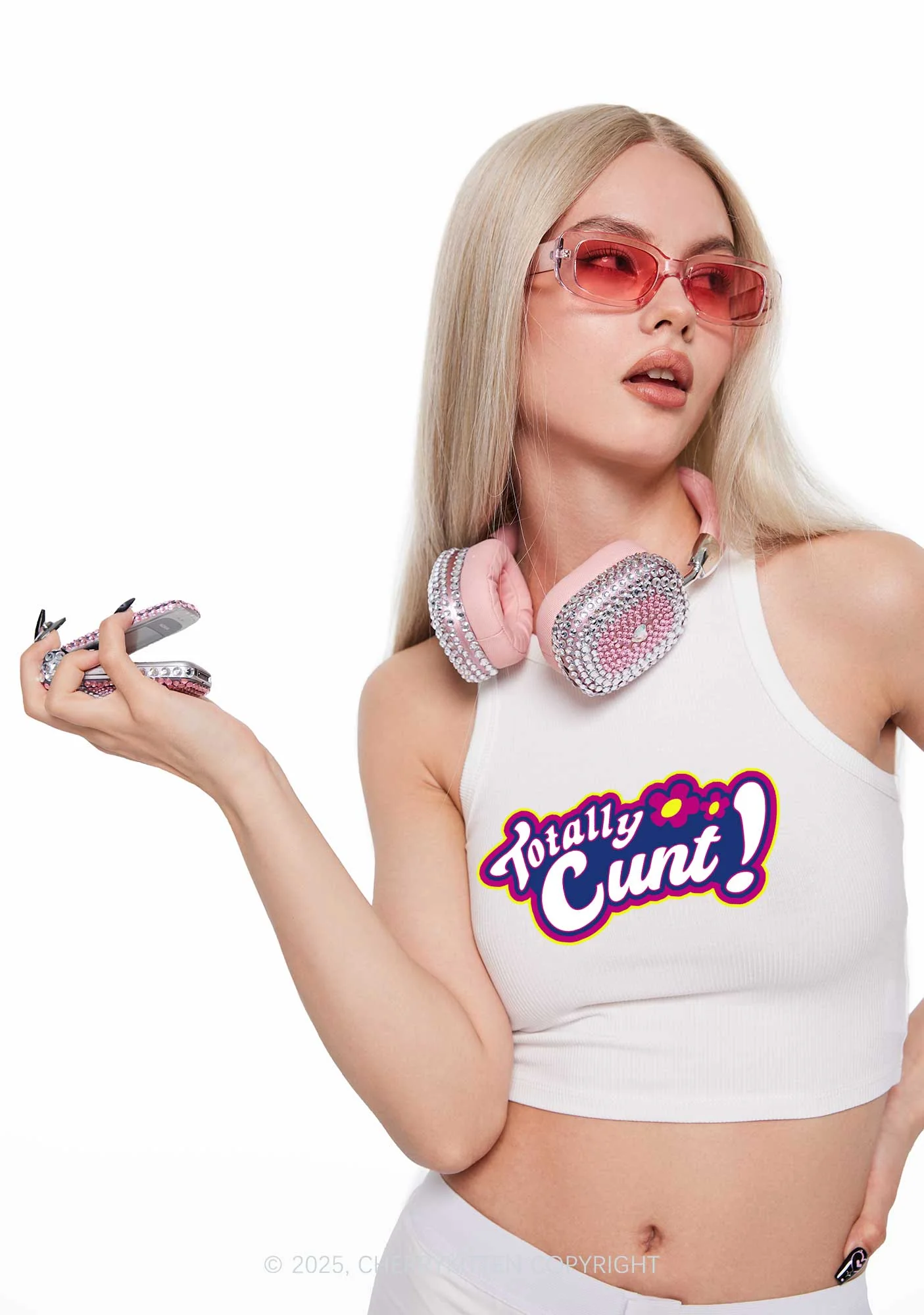 Totally Cxxt Y2K Crop Tank Top Cherrykitten - Image 2