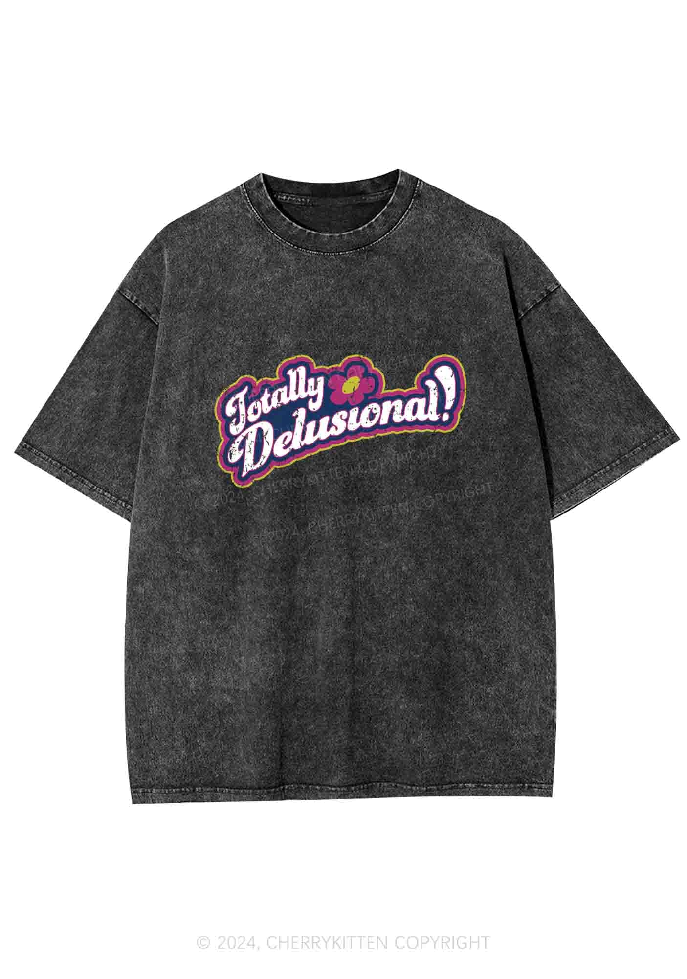 Totally Delusional Y2K Washed Tee Cherrykitten - Image 3