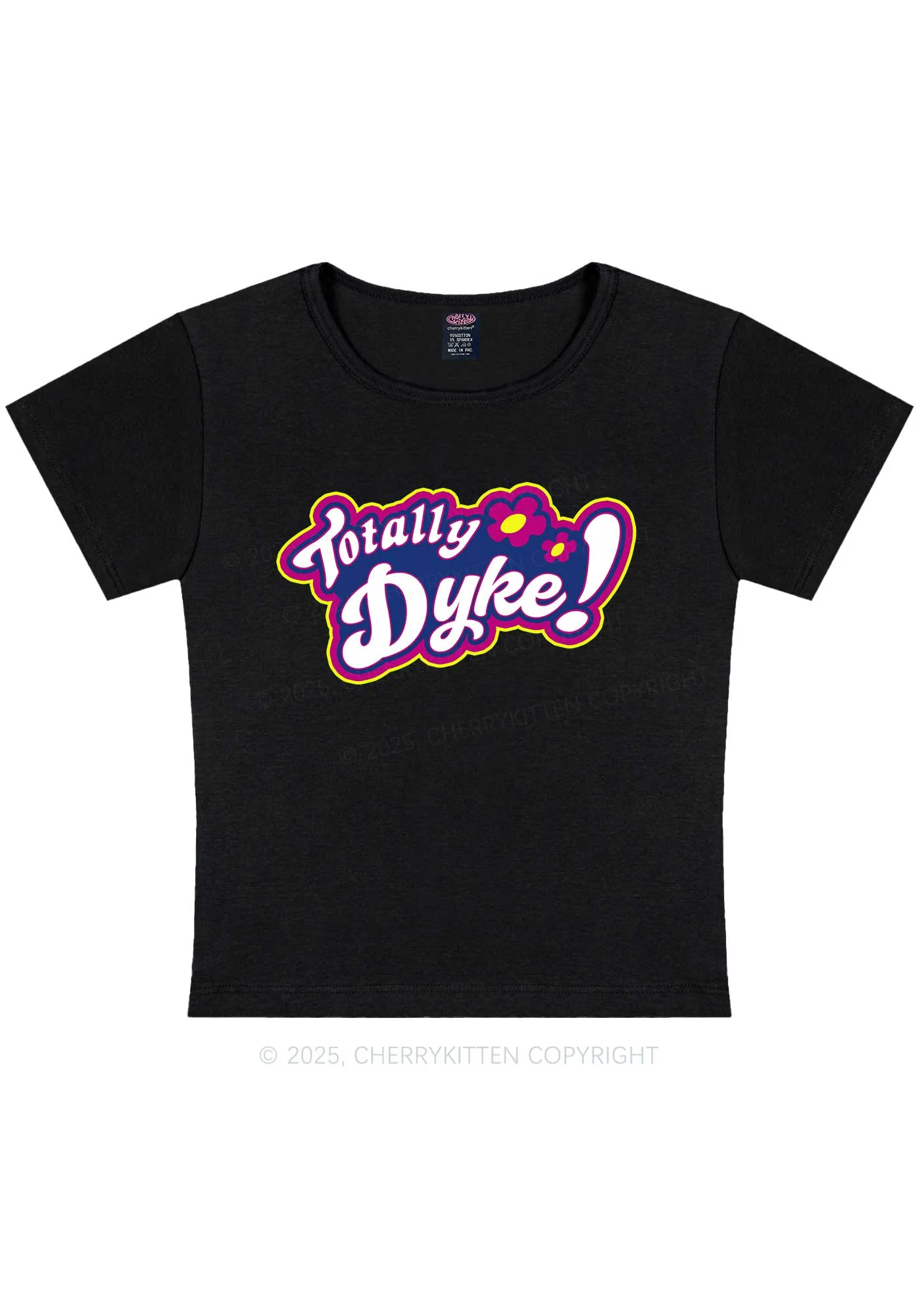 Totally Dyke Pride Y2K Baby Tee Cherrykitten - Image 4