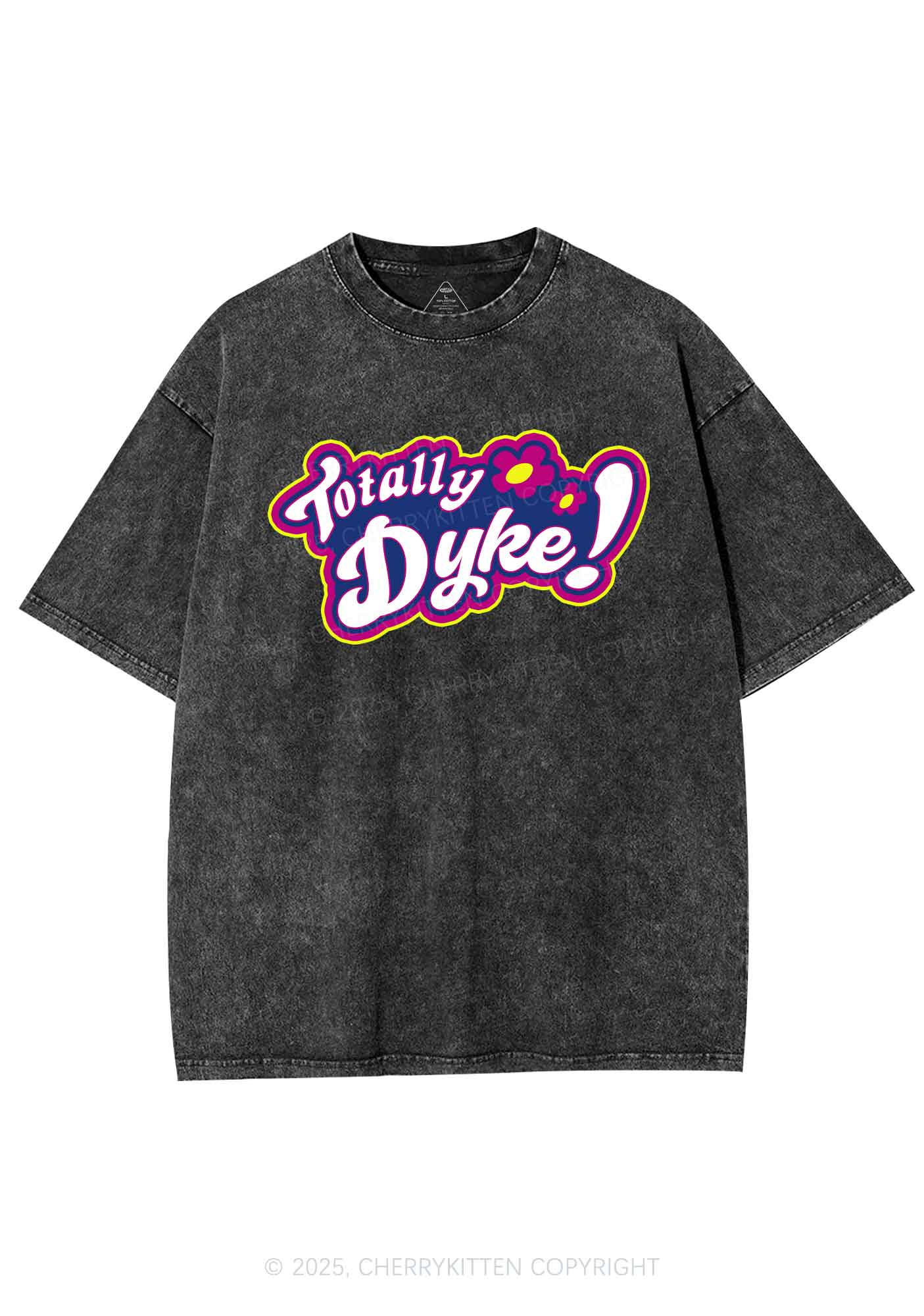 Totally Dyke Pride Y2K Shirts Washed Tee Cherrykitten - Image 3