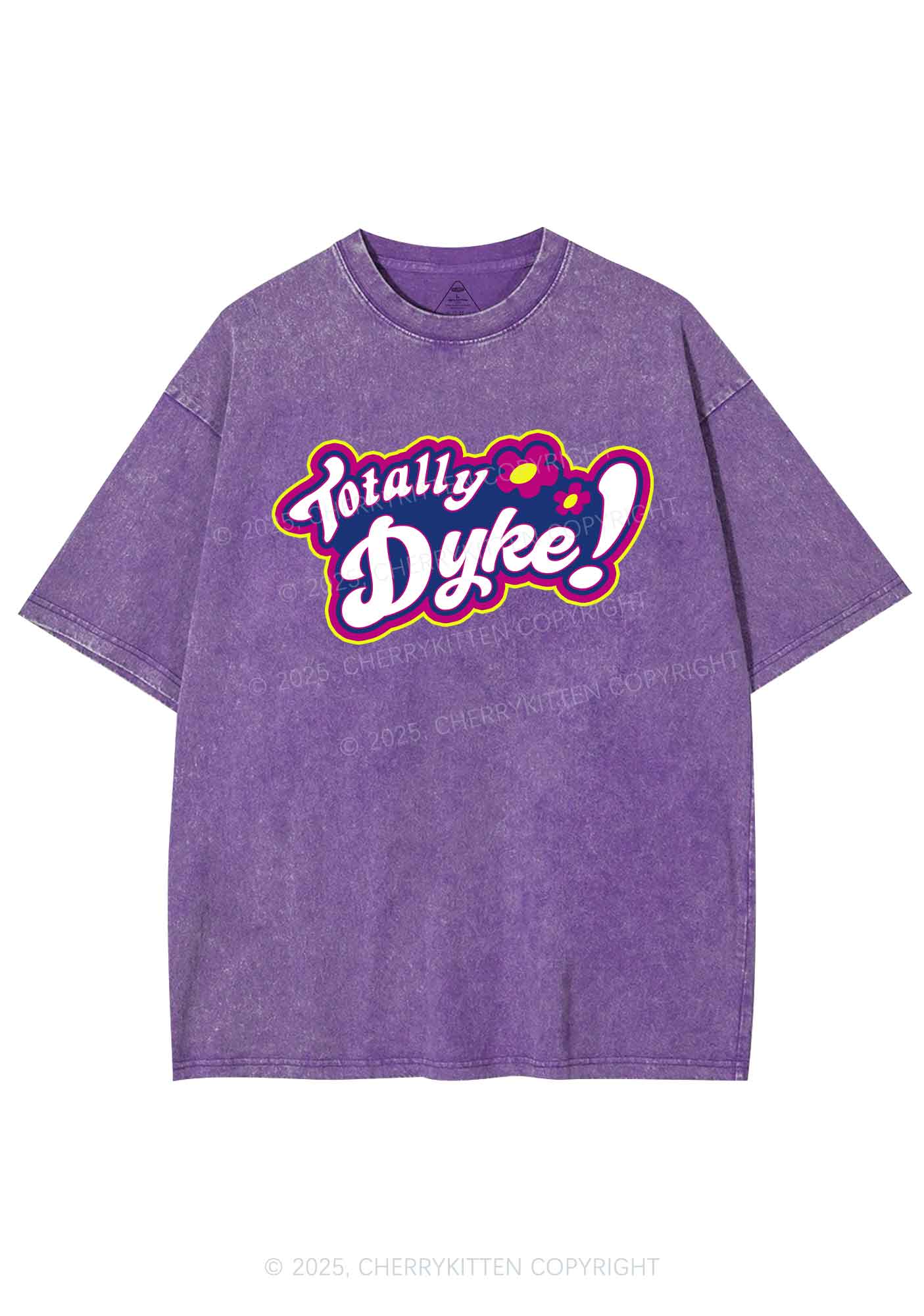 Totally Dyke Pride Y2K Shirts Washed Tee Cherrykitten - Image 4
