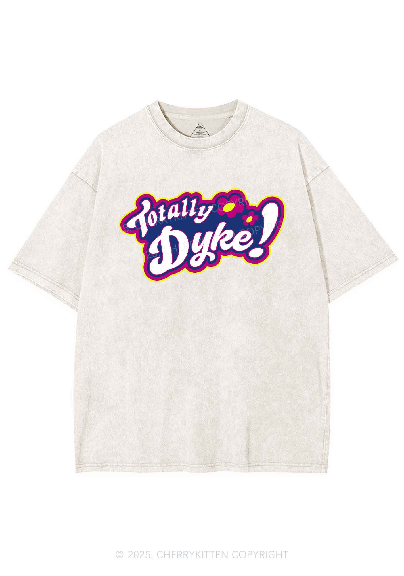 Totally Dyke Pride Y2K Shirts Washed Tee Cherrykitten - Image 5