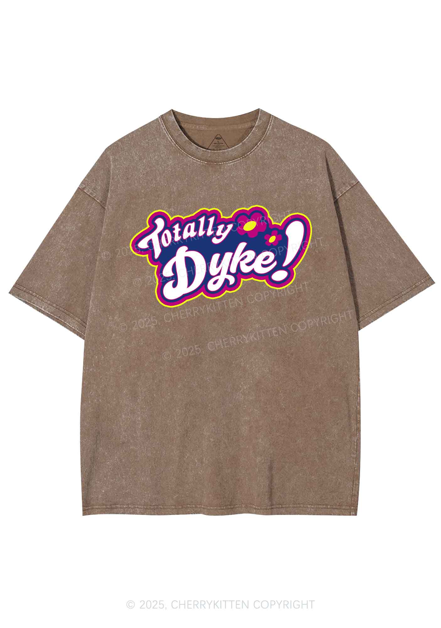 Totally Dyke Pride Y2K Shirts Washed Tee Cherrykitten - Image 6