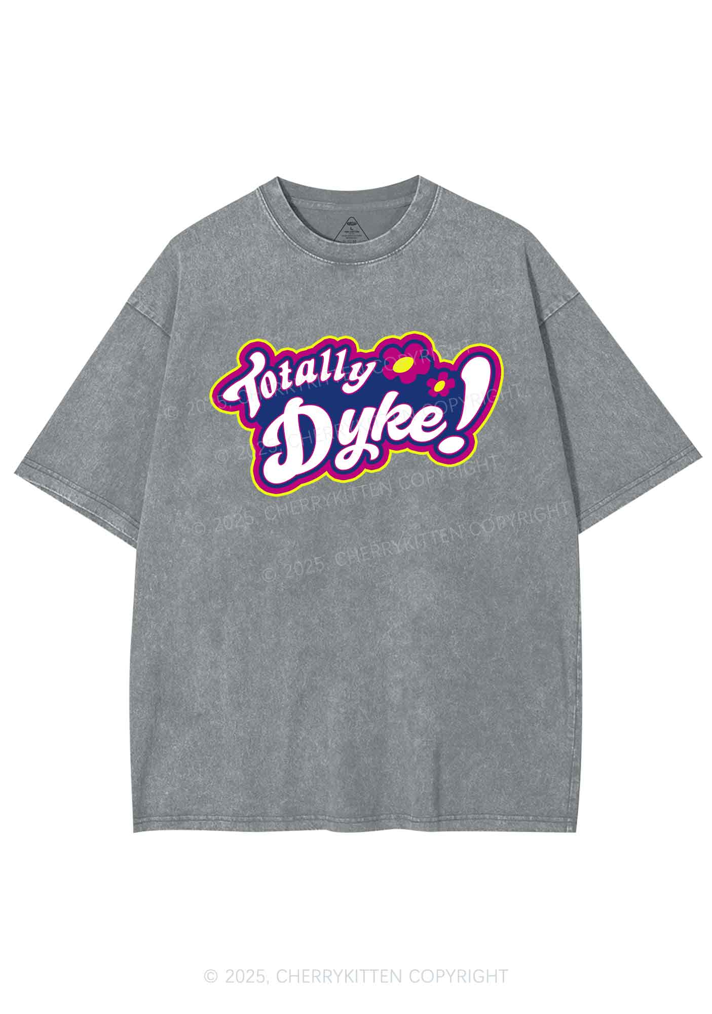 Totally Dyke Pride Y2K Shirts Washed Tee Cherrykitten - Image 7