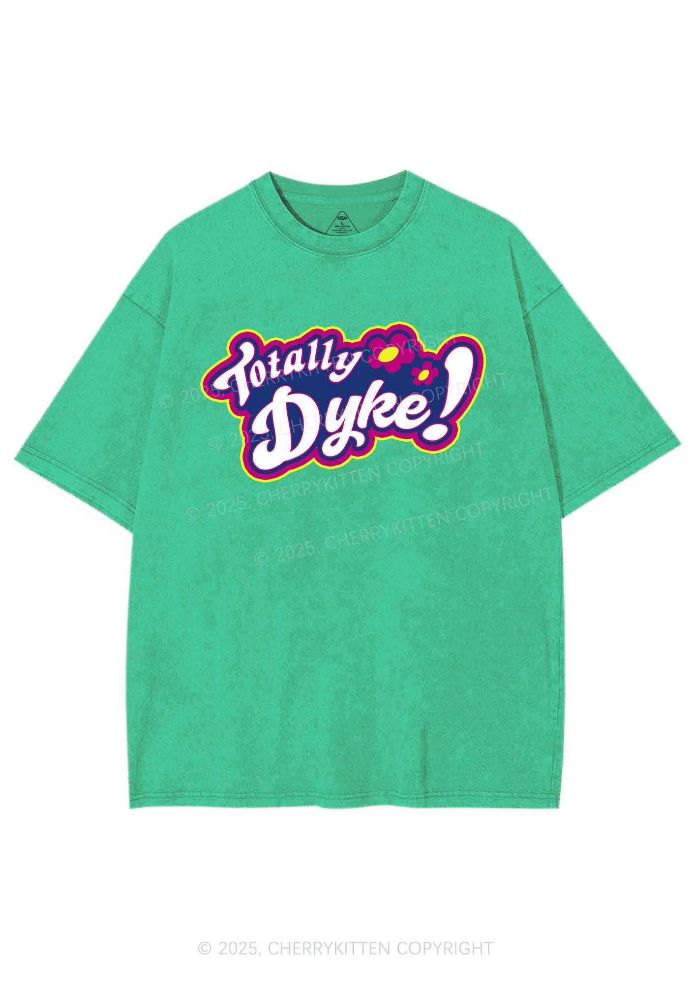 Totally Dyke Pride Y2K Shirts Washed Tee Cherrykitten - Image 8