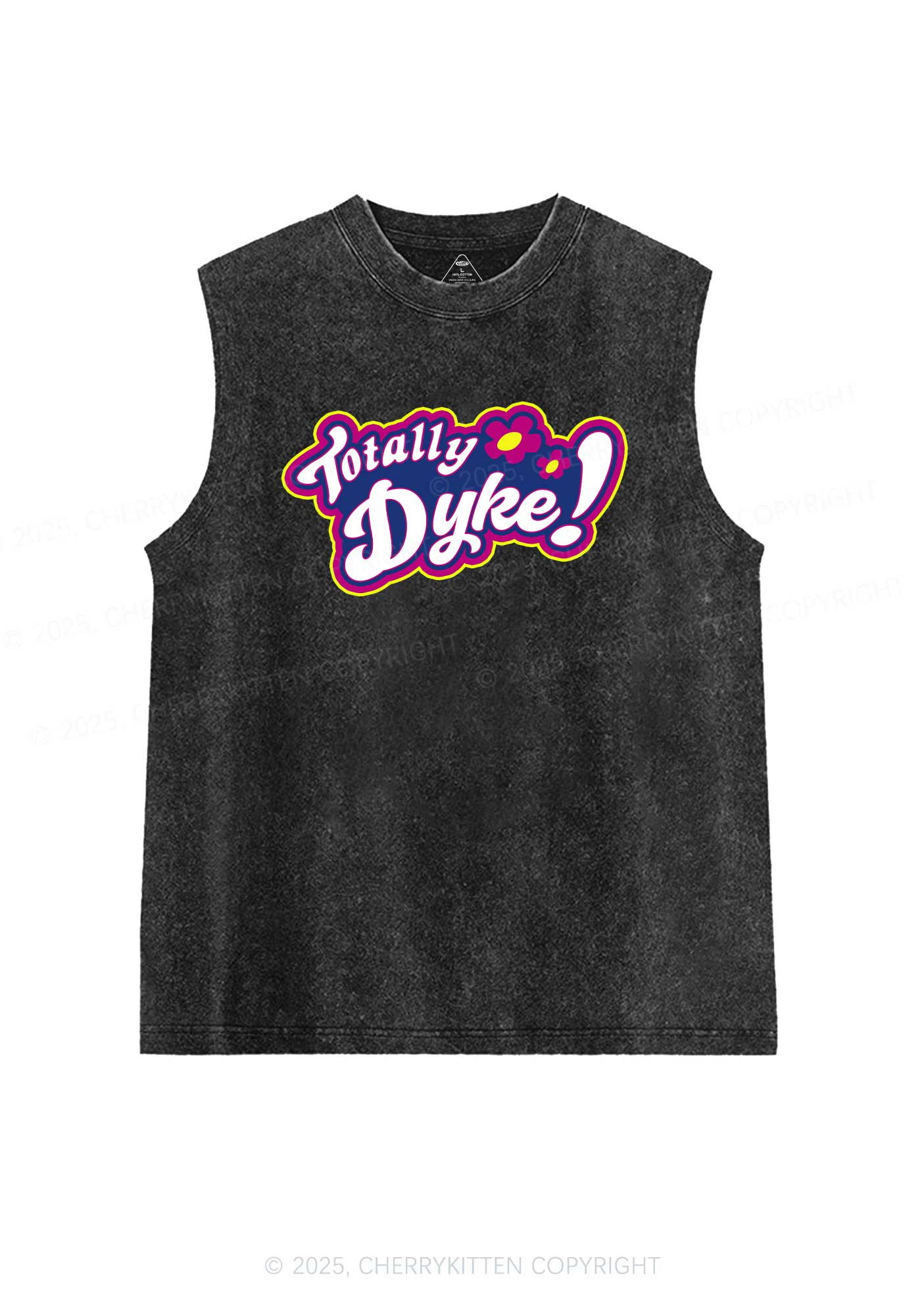 Totally Dyke Pride Y2K Washed Muscle Tank Cherrykitten - Image 3