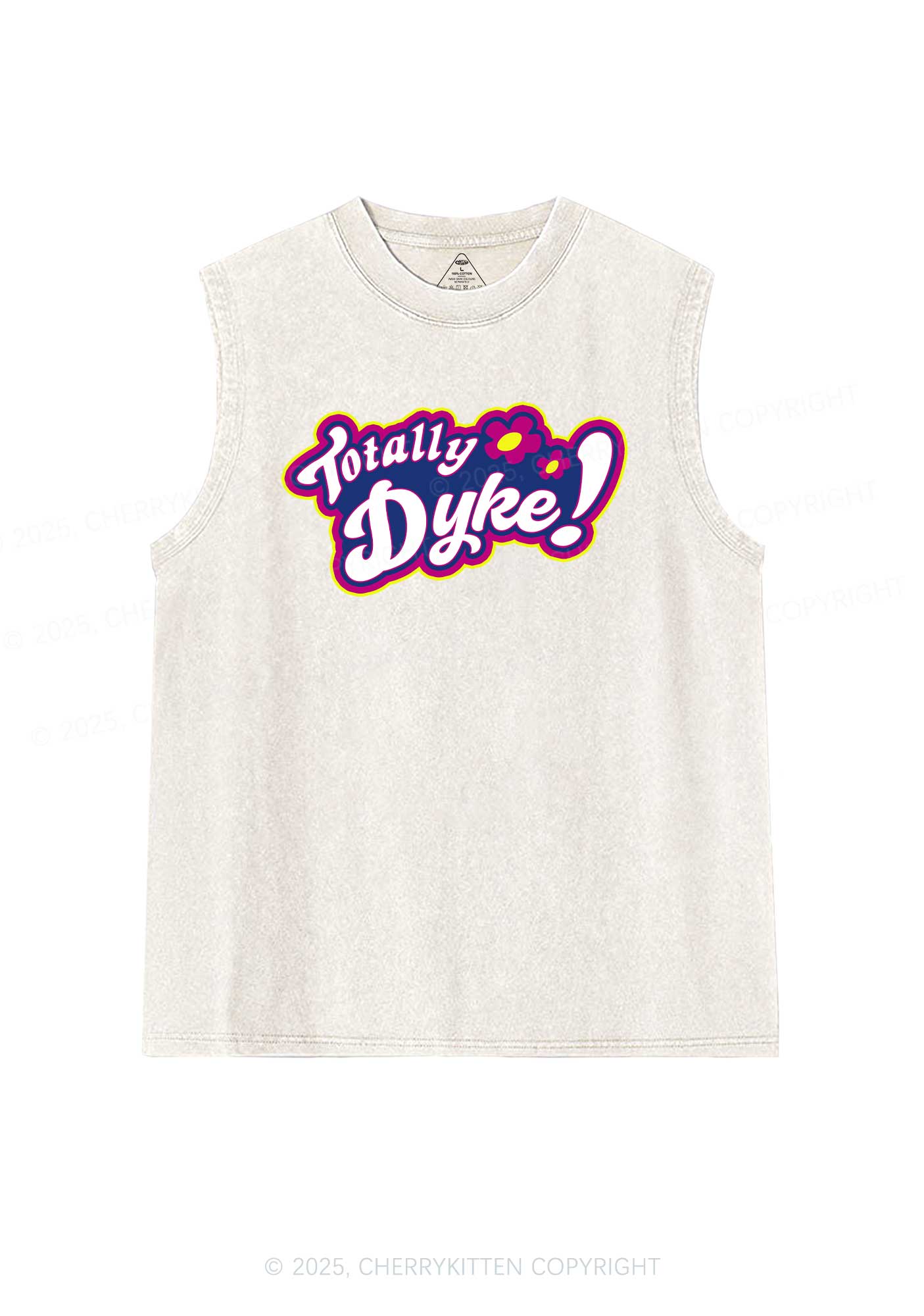 Totally Dyke Pride Y2K Washed Muscle Tank Cherrykitten - Image 4