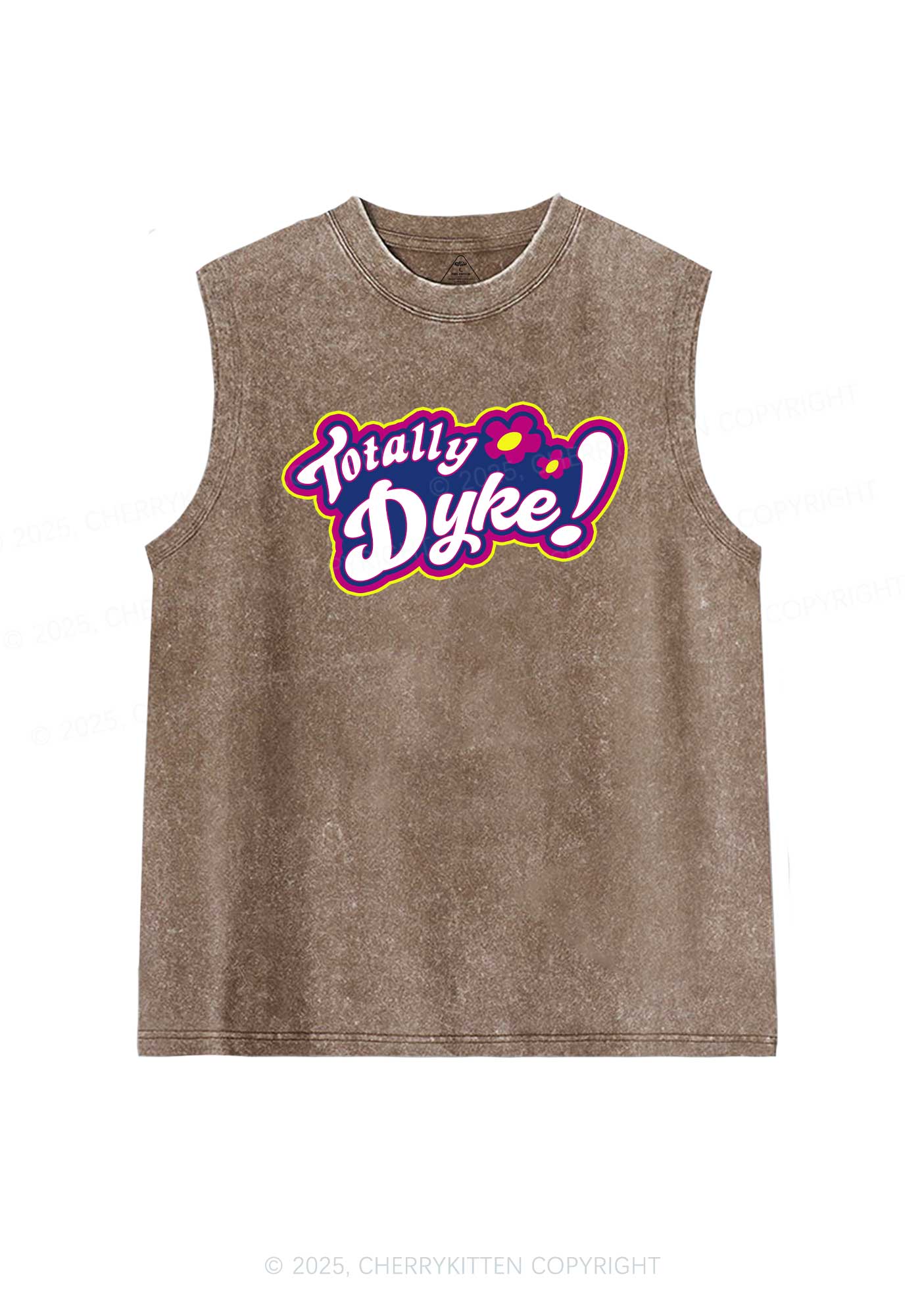 Totally Dyke Pride Y2K Washed Muscle Tank Cherrykitten - Image 5