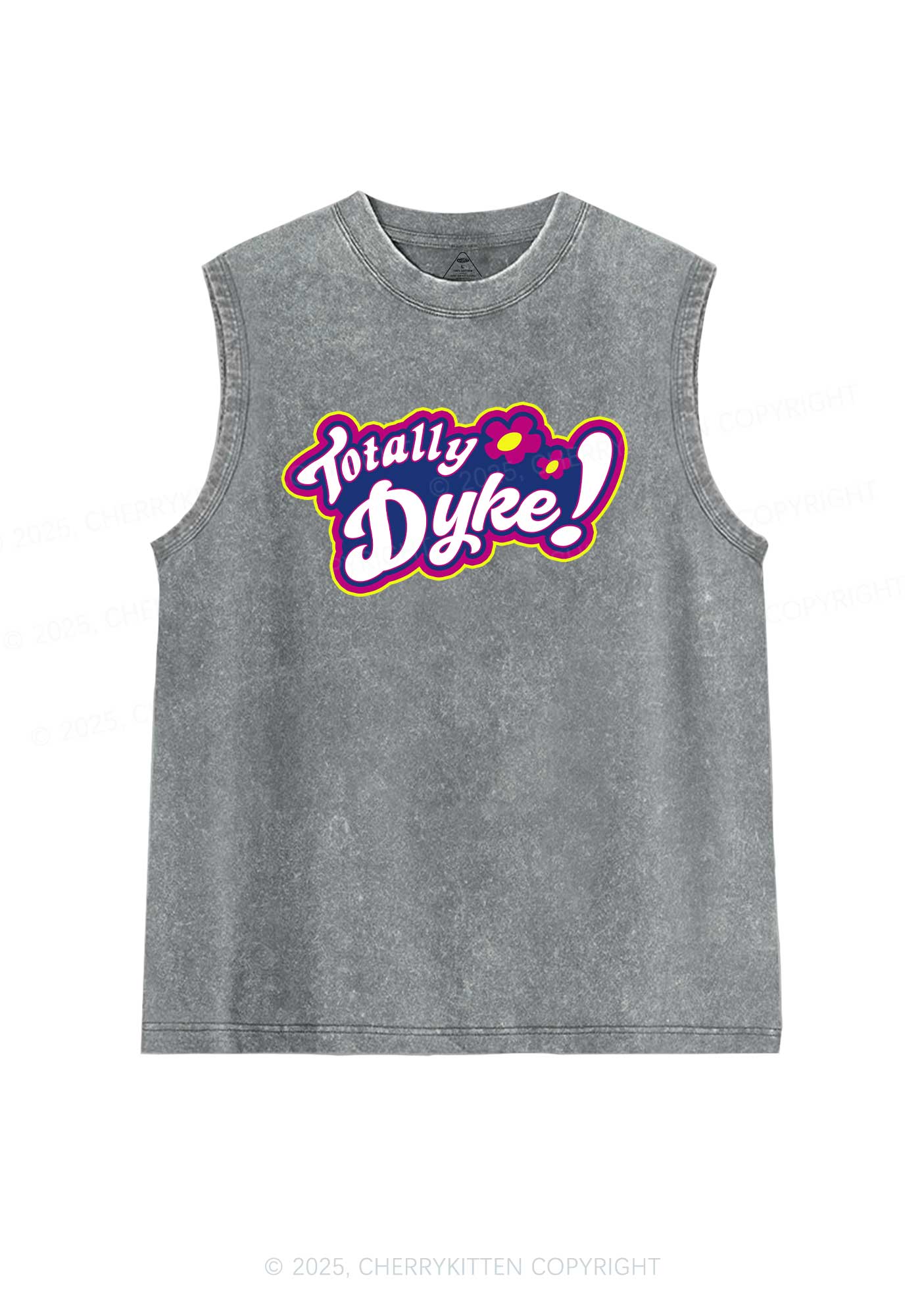 Totally Dyke Pride Y2K Washed Muscle Tank Cherrykitten - Image 6