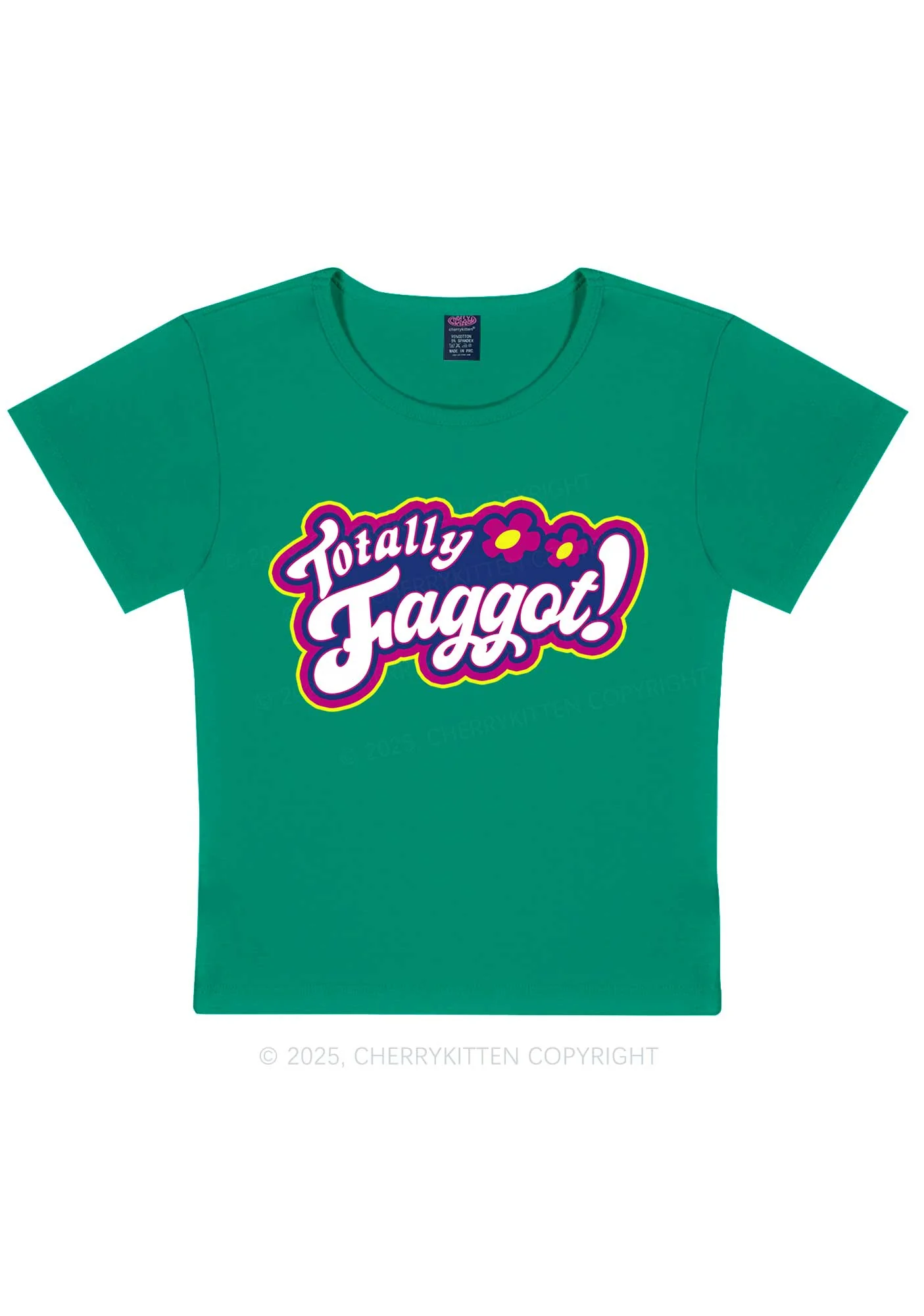 Totally Faggot Pride Y2K Baby Tee Cherrykitten - Image 11