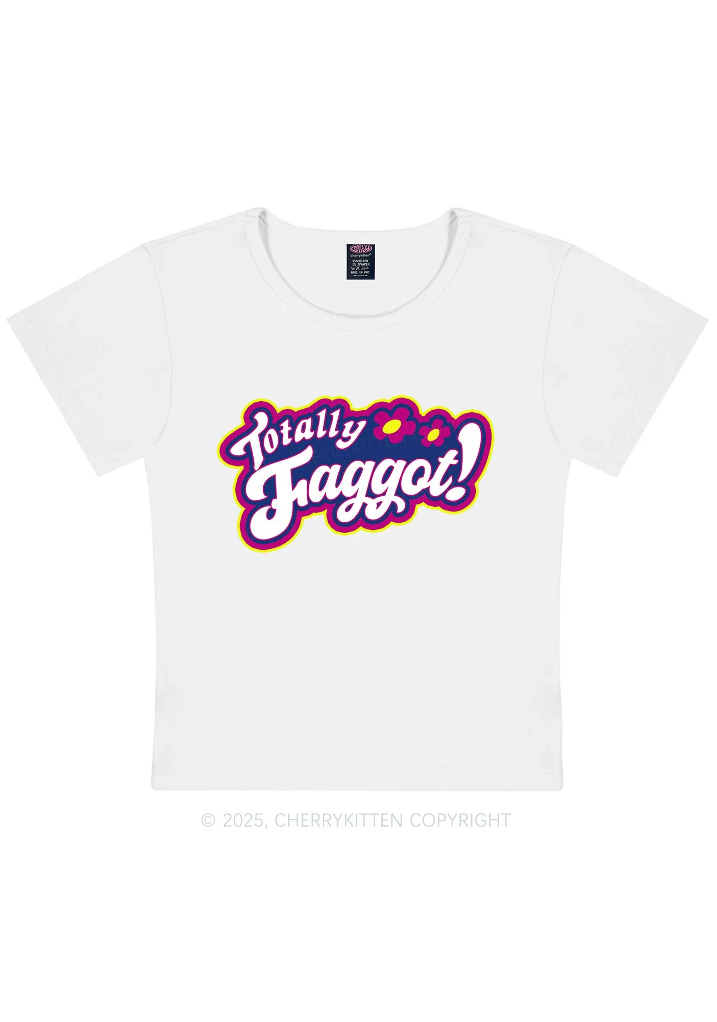 Totally Faggot Pride Y2K Baby Tee Cherrykitten - Image 3