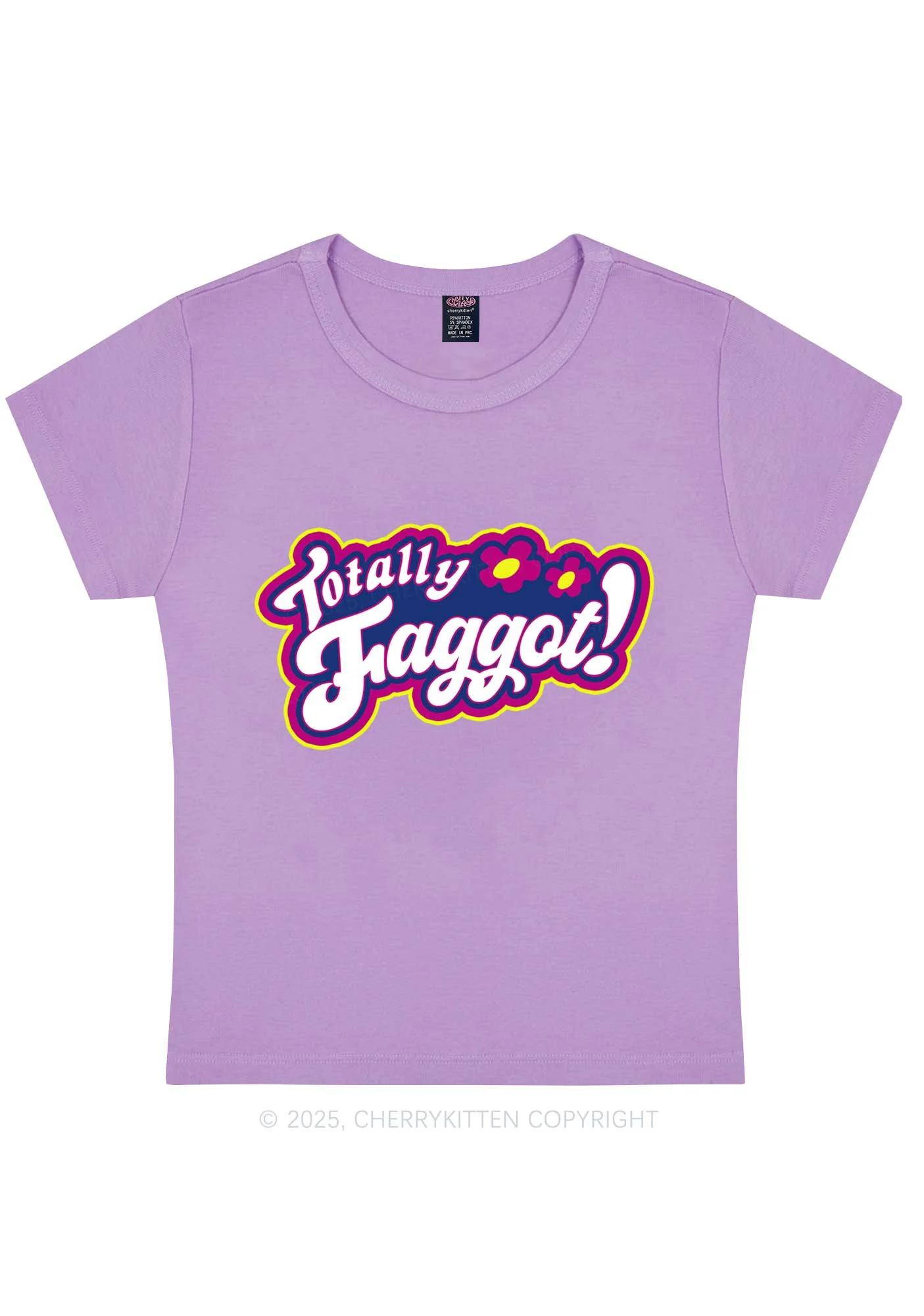 Totally Faggot Pride Y2K Baby Tee Cherrykitten - Image 4