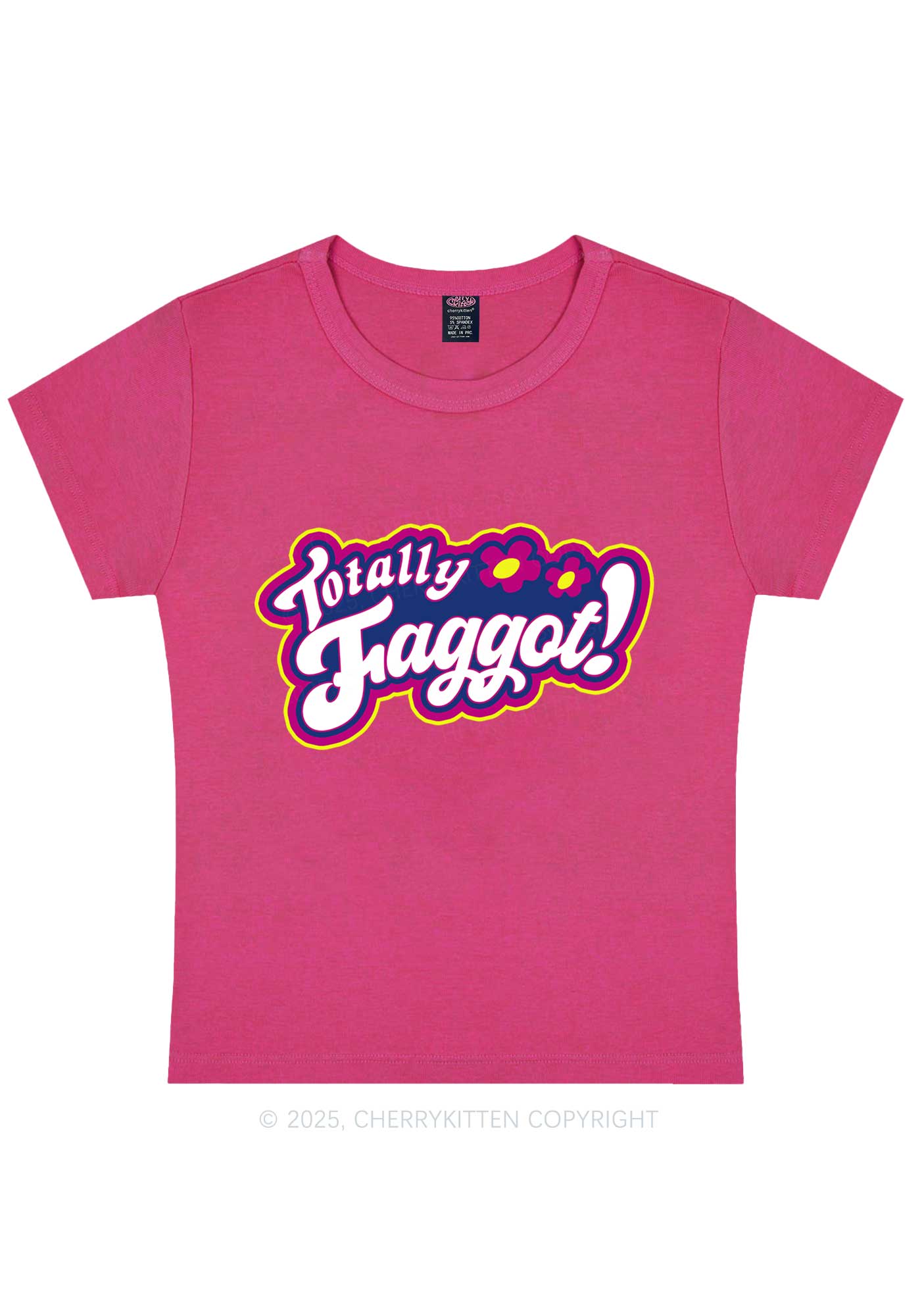 Totally Faggot Pride Y2K Baby Tee Cherrykitten - Image 5