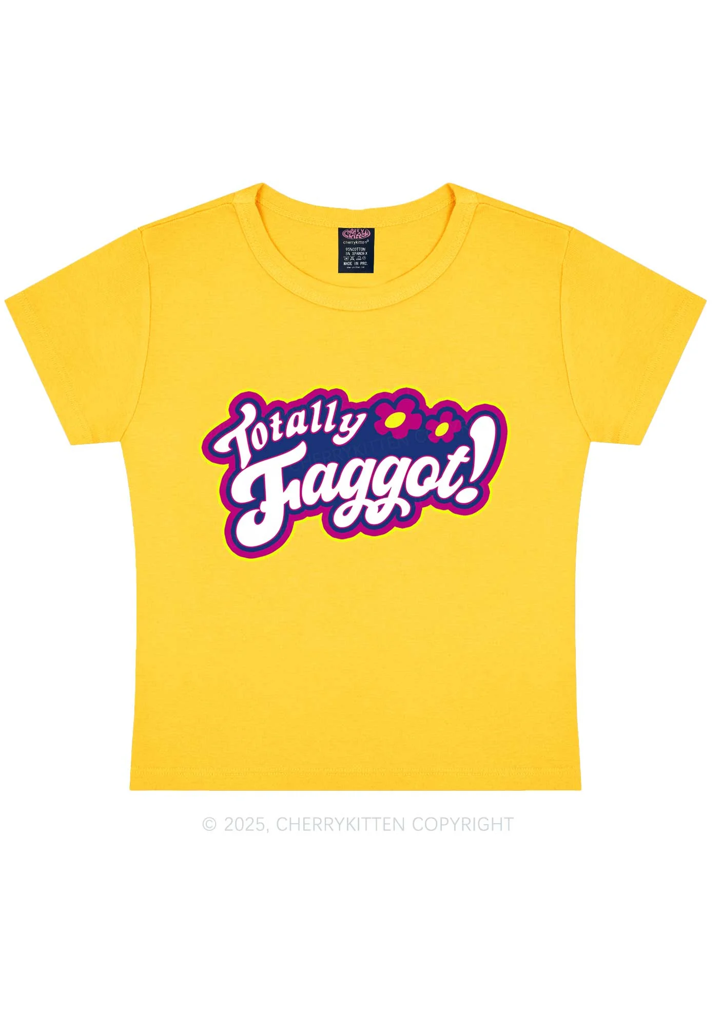 Totally Faggot Pride Y2K Baby Tee Cherrykitten - Image 6
