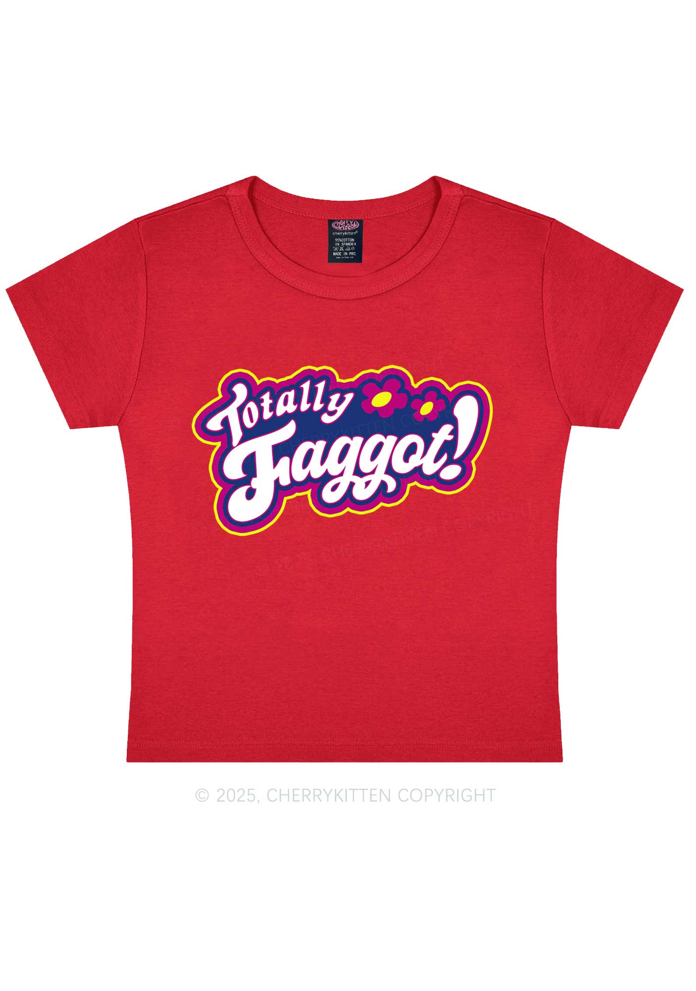 Totally Faggot Pride Y2K Baby Tee Cherrykitten - Image 8