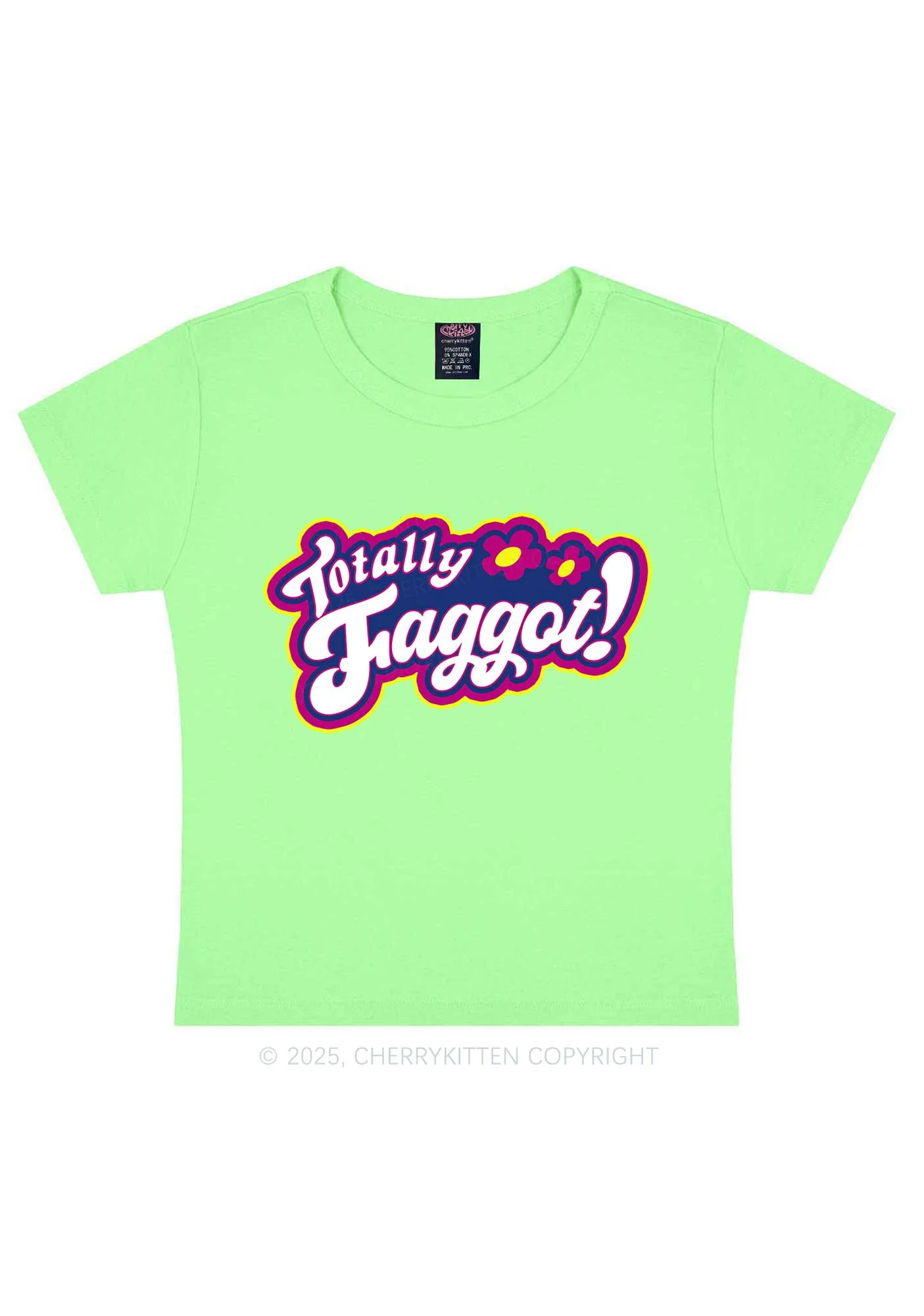 Totally Faggot Pride Y2K Baby Tee Cherrykitten - Image 9