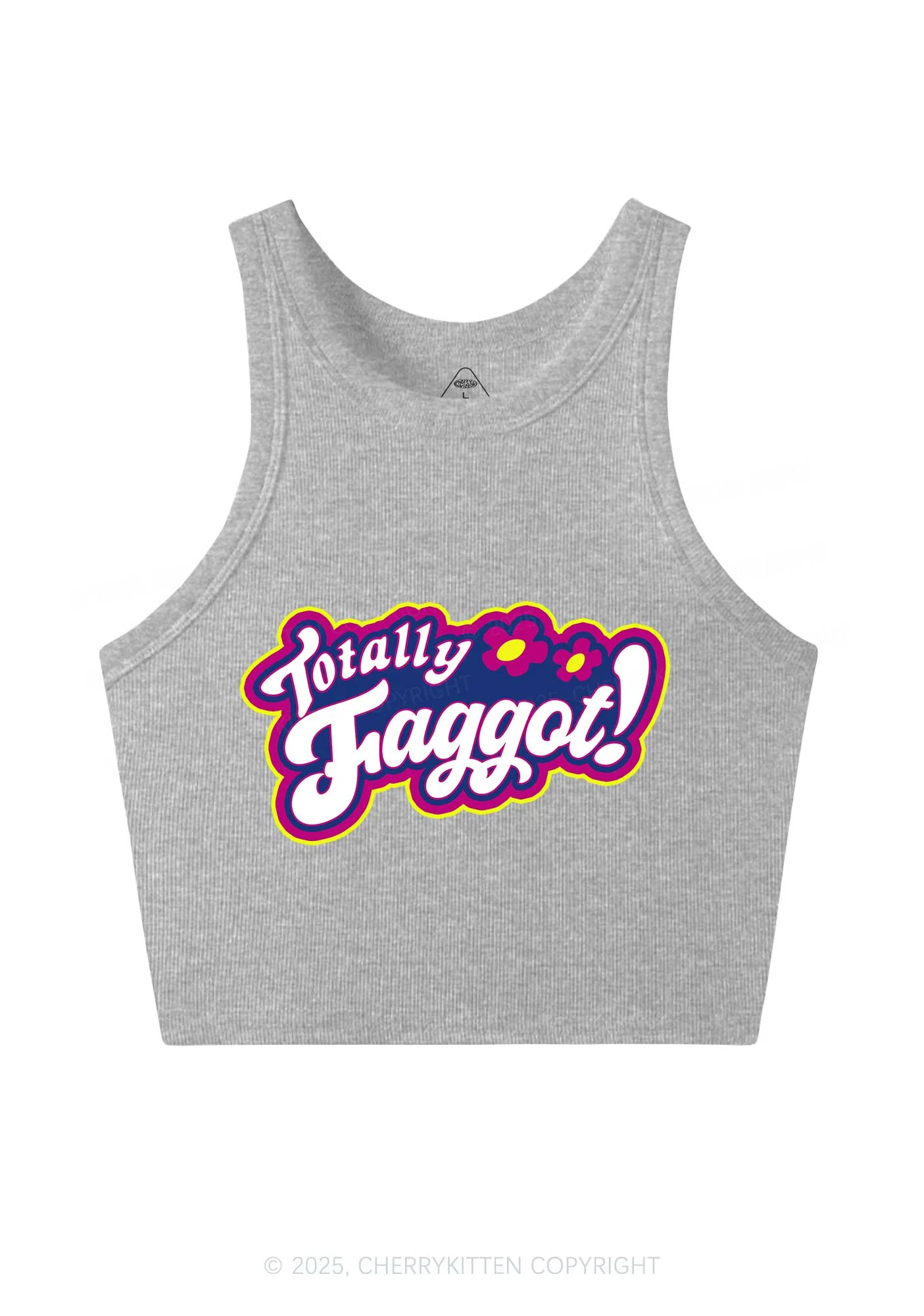Totally Faggot Pride Y2K Crop Tank Top Cherrykitten - Image 5