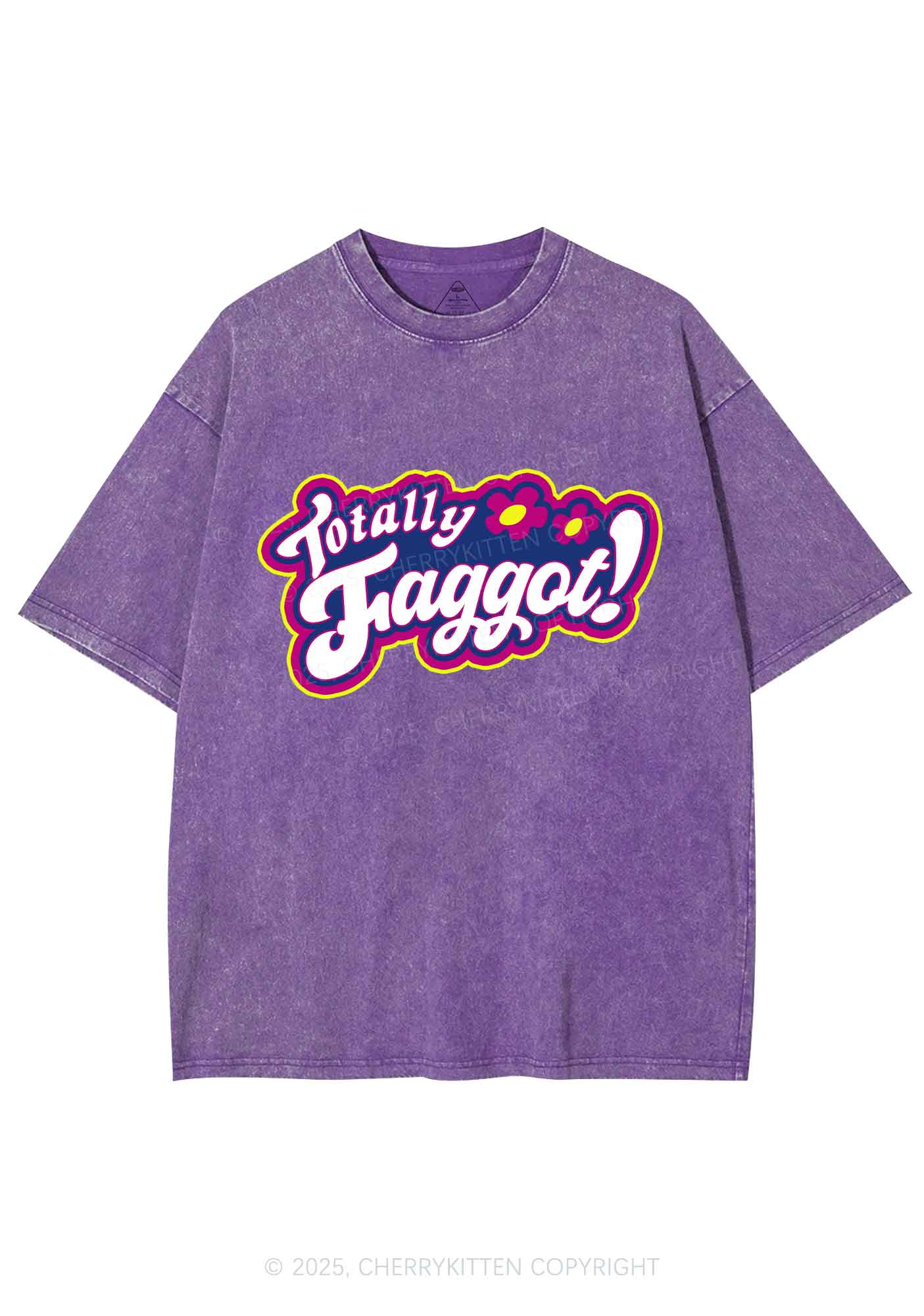 Totally Faggot Pride Y2K Shirts Washed Tee Cherrykitten - Image 4