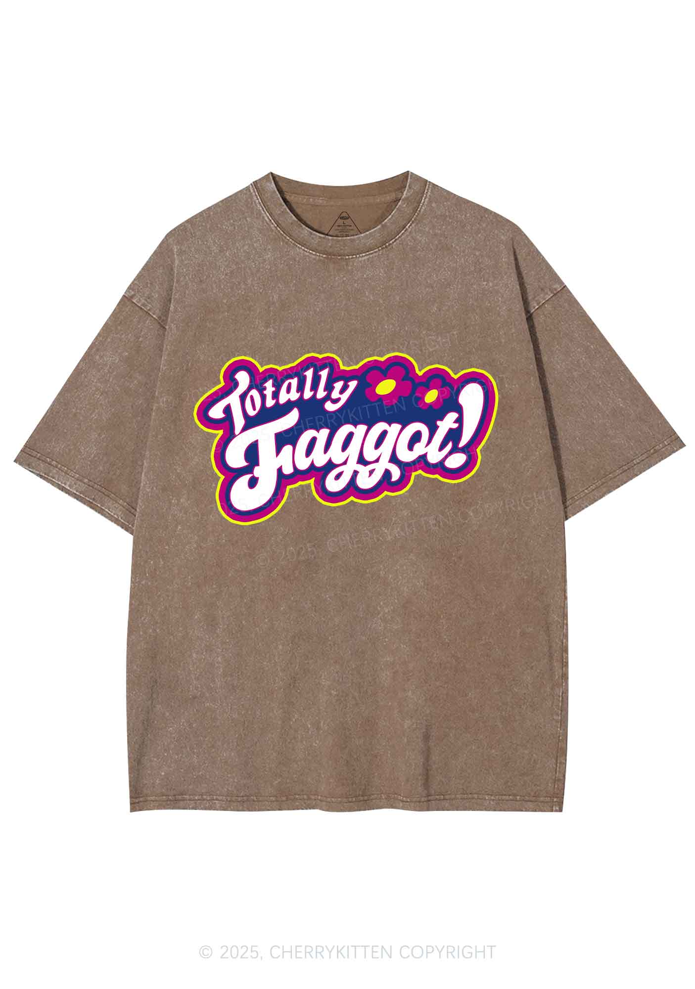 Totally Faggot Pride Y2K Shirts Washed Tee Cherrykitten - Image 6