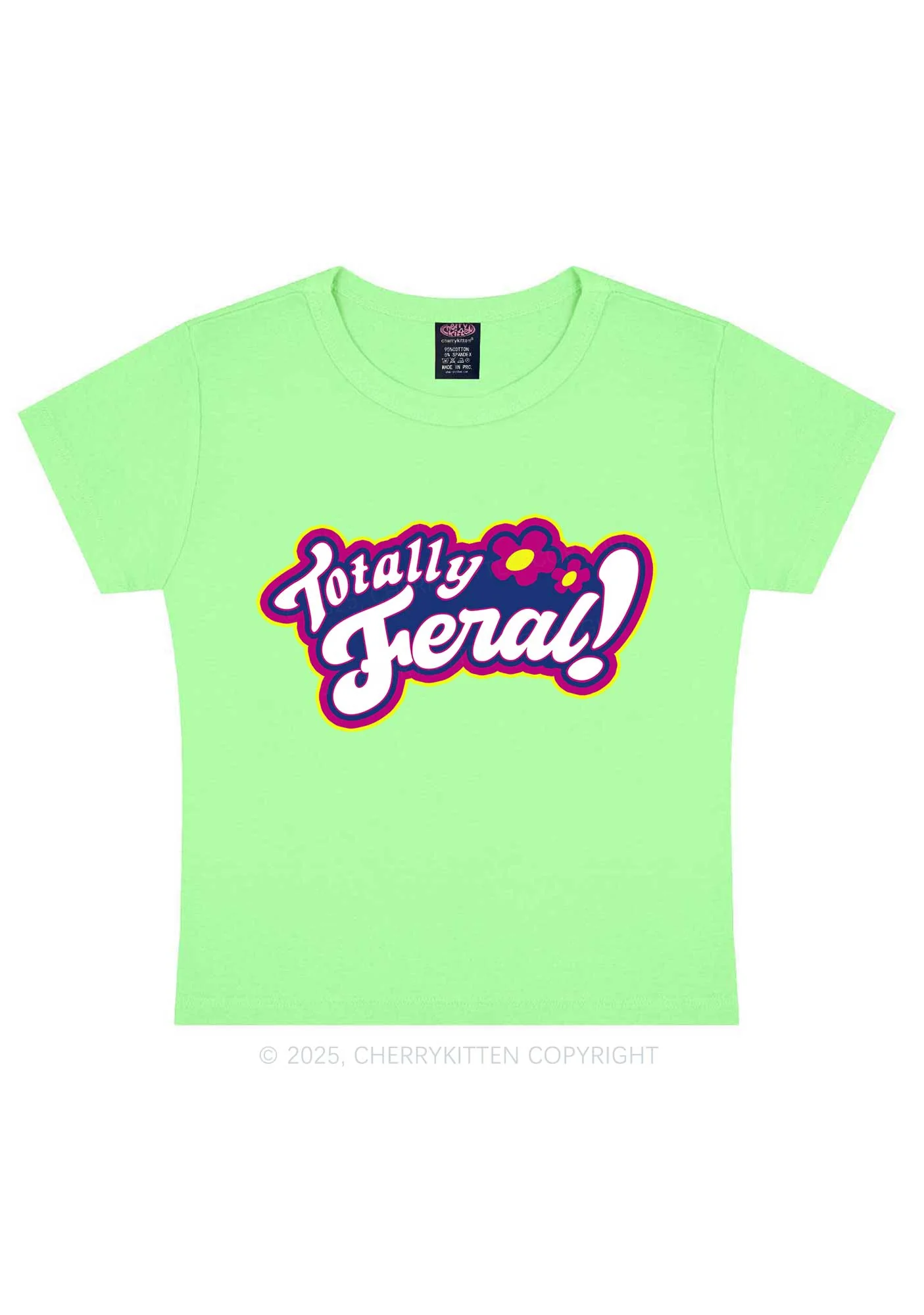 Totally Feral Y2K Baby Tee Cherrykitten - Image 10