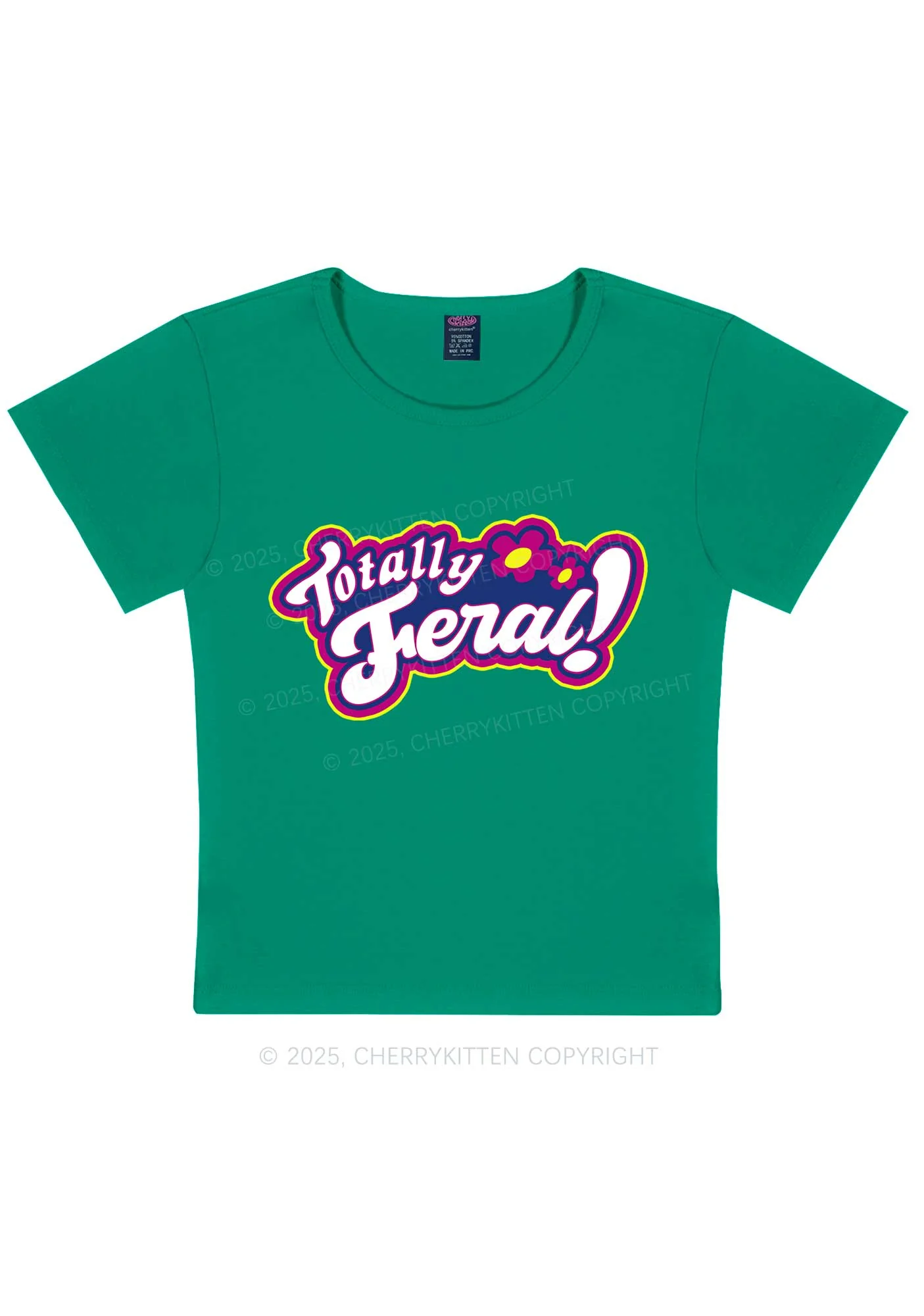 Totally Feral Y2K Baby Tee Cherrykitten - Image 12