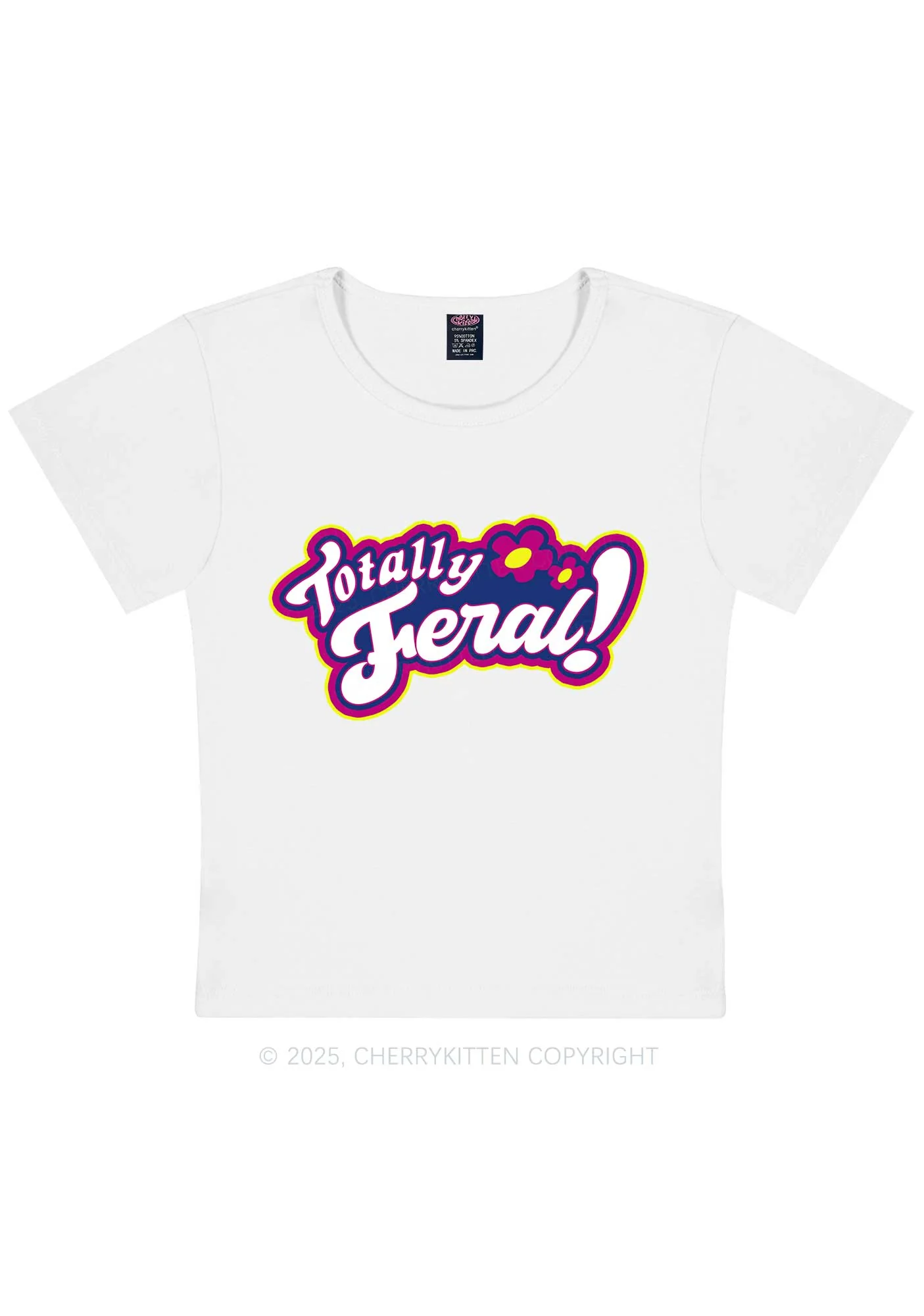 Totally Feral Y2K Baby Tee Cherrykitten - Image 4