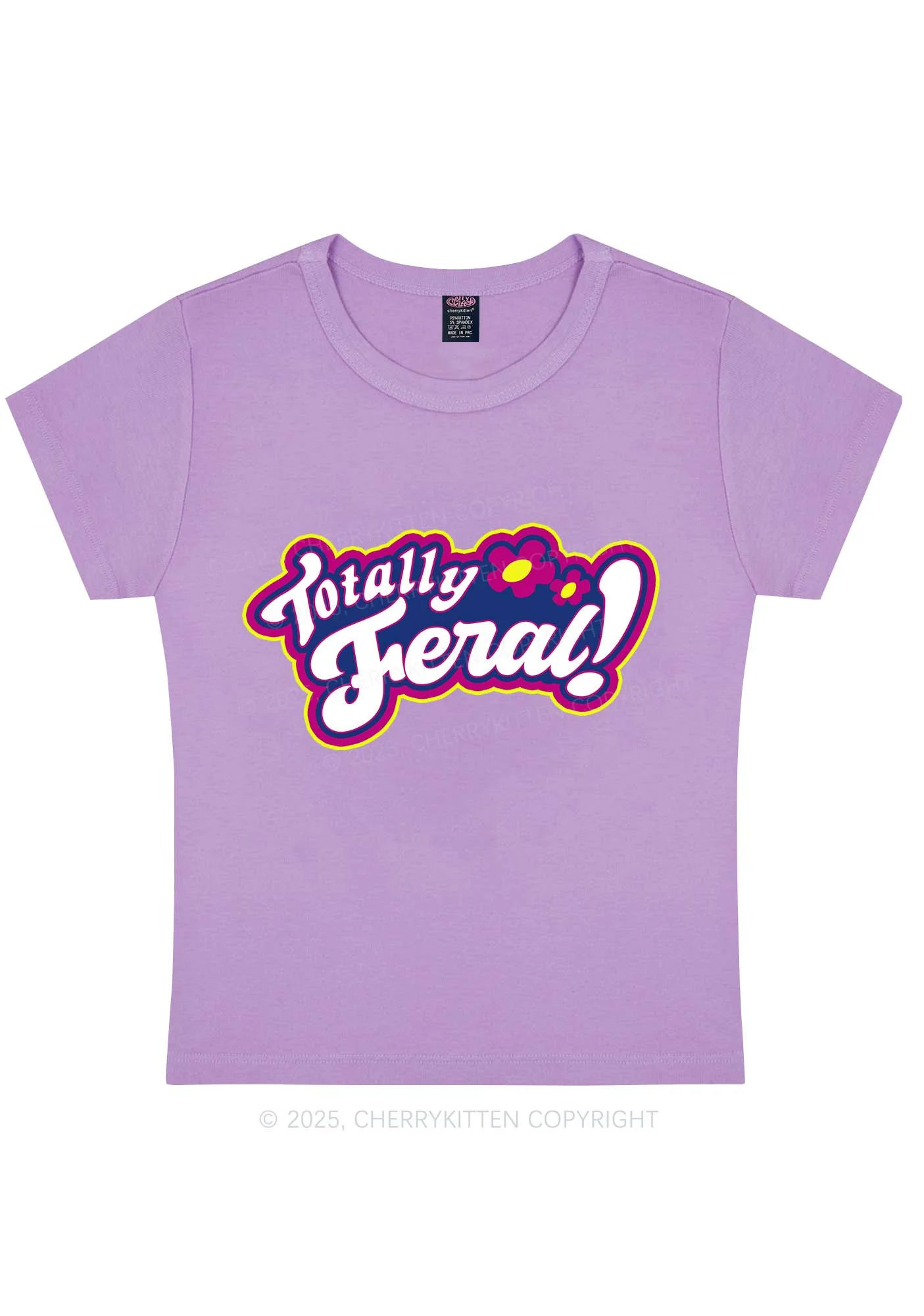 Totally Feral Y2K Baby Tee Cherrykitten - Image 5