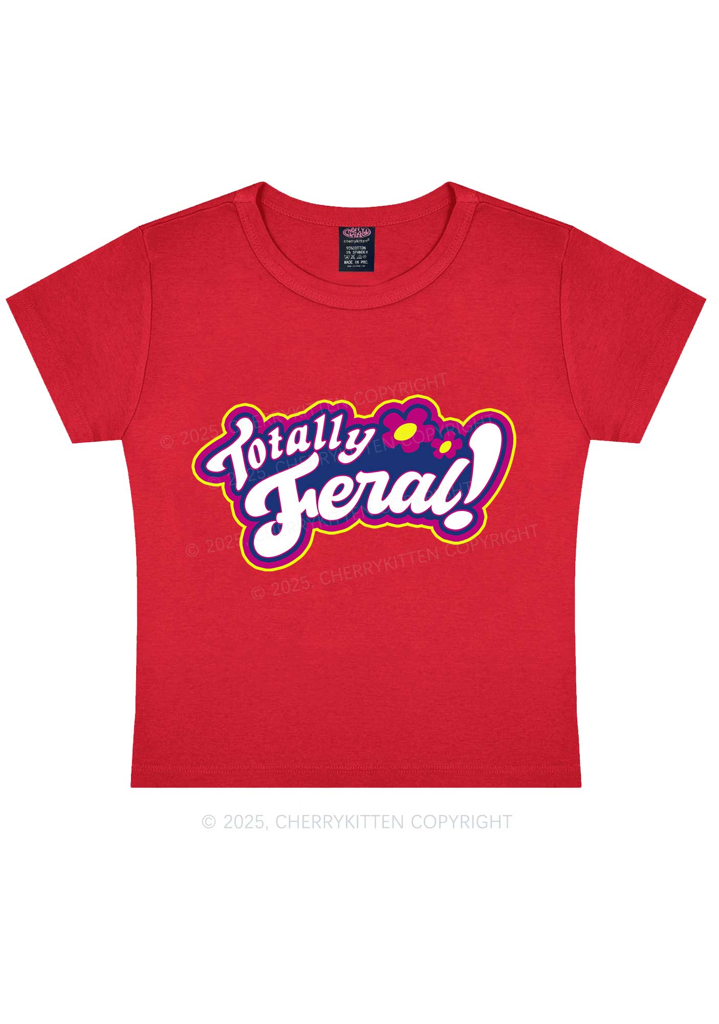 Totally Feral Y2K Baby Tee Cherrykitten - Image 6