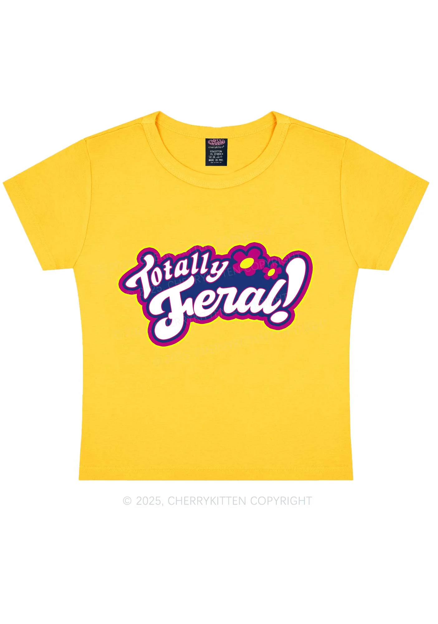 Totally Feral Y2K Baby Tee Cherrykitten - Image 7