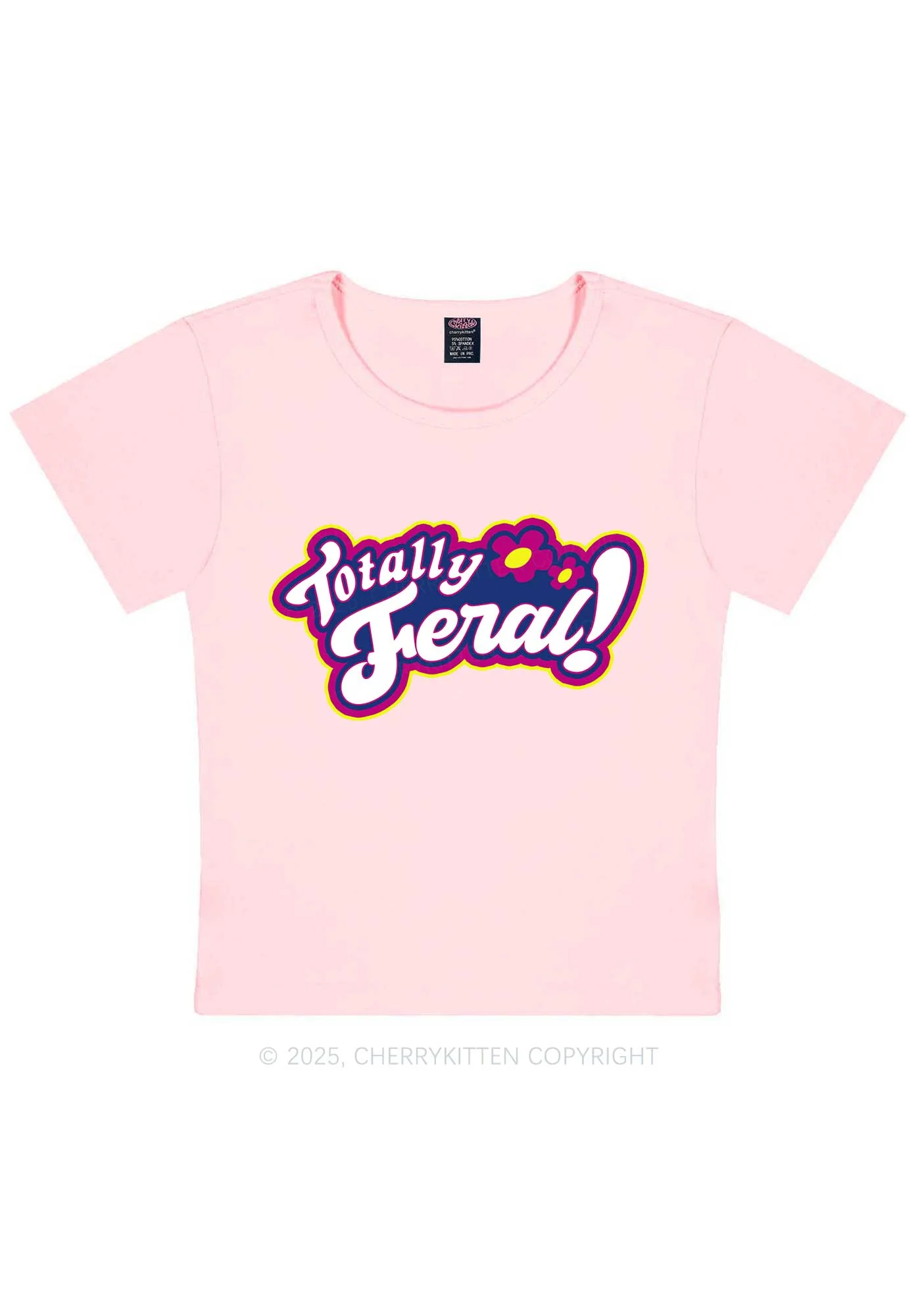 Totally Feral Y2K Baby Tee Cherrykitten - Image 9