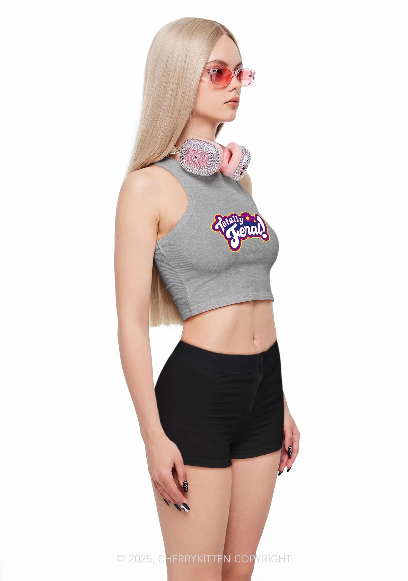 Totally Feral Y2K Crop Tank Top Cherrykitten - Image 2