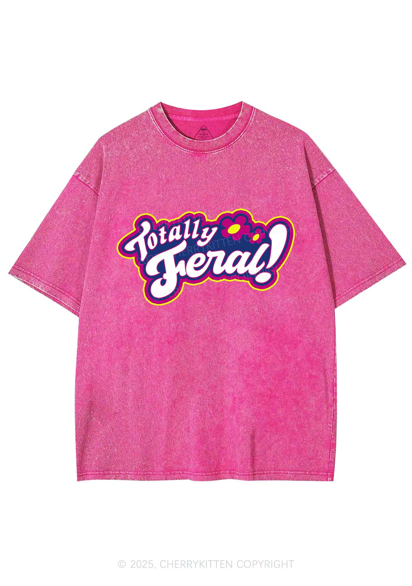 Totally Feral Y2K Shirts Washed Tee Cherrykitten - Image 5