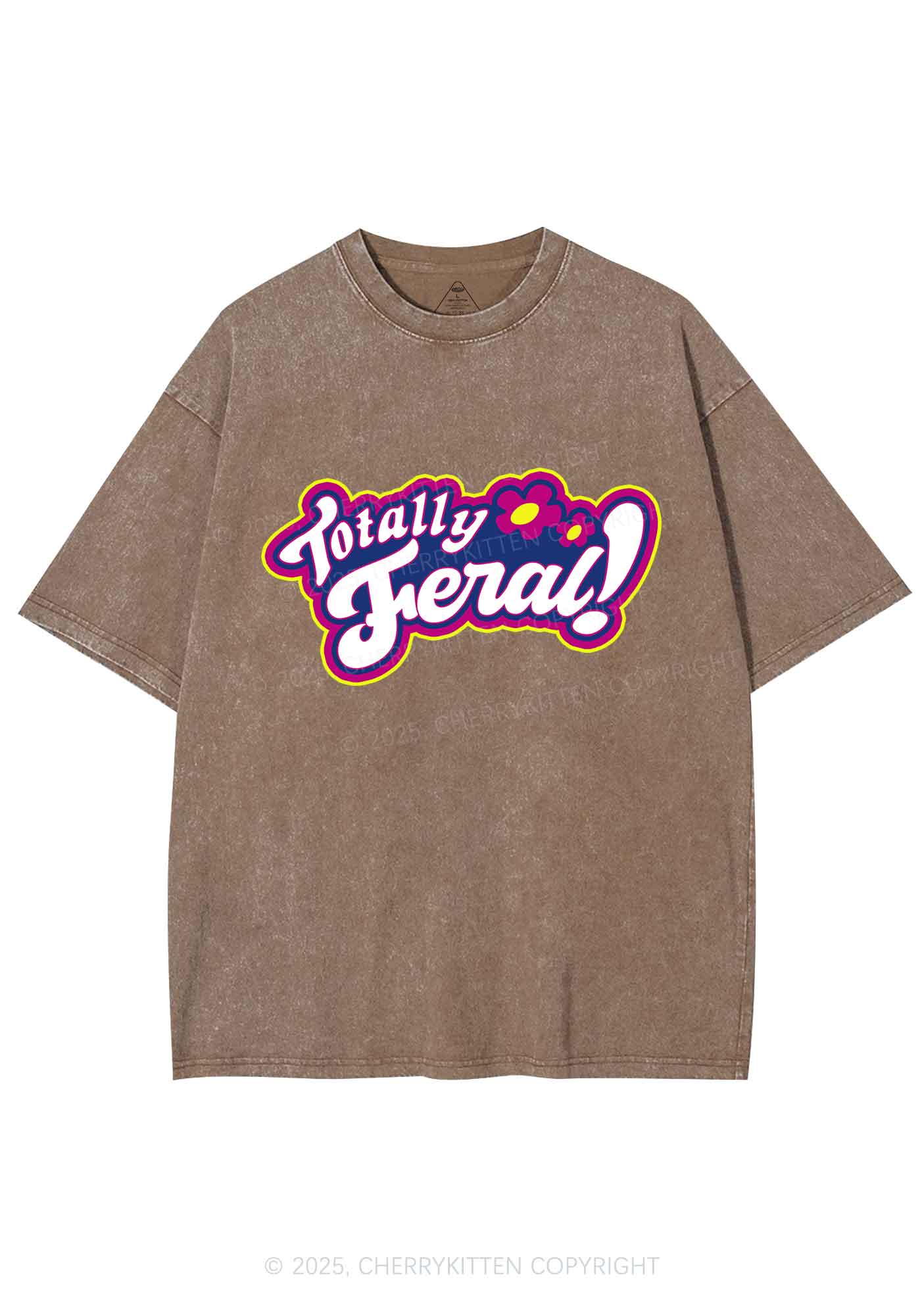 Totally Feral Y2K Shirts Washed Tee Cherrykitten - Image 7