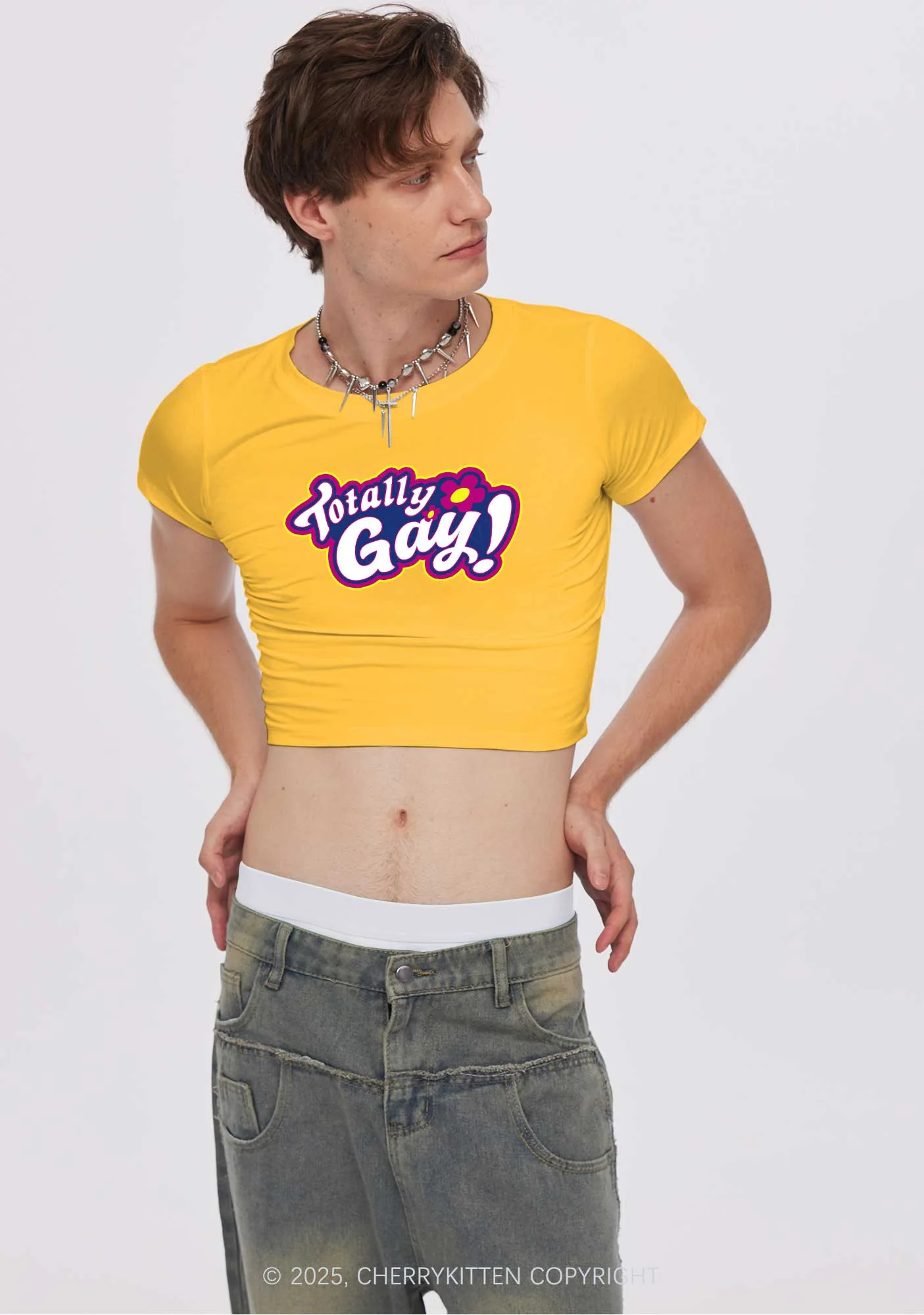Totally Gay Pride Y2K Baby Tee Cherrykitten - Image 2