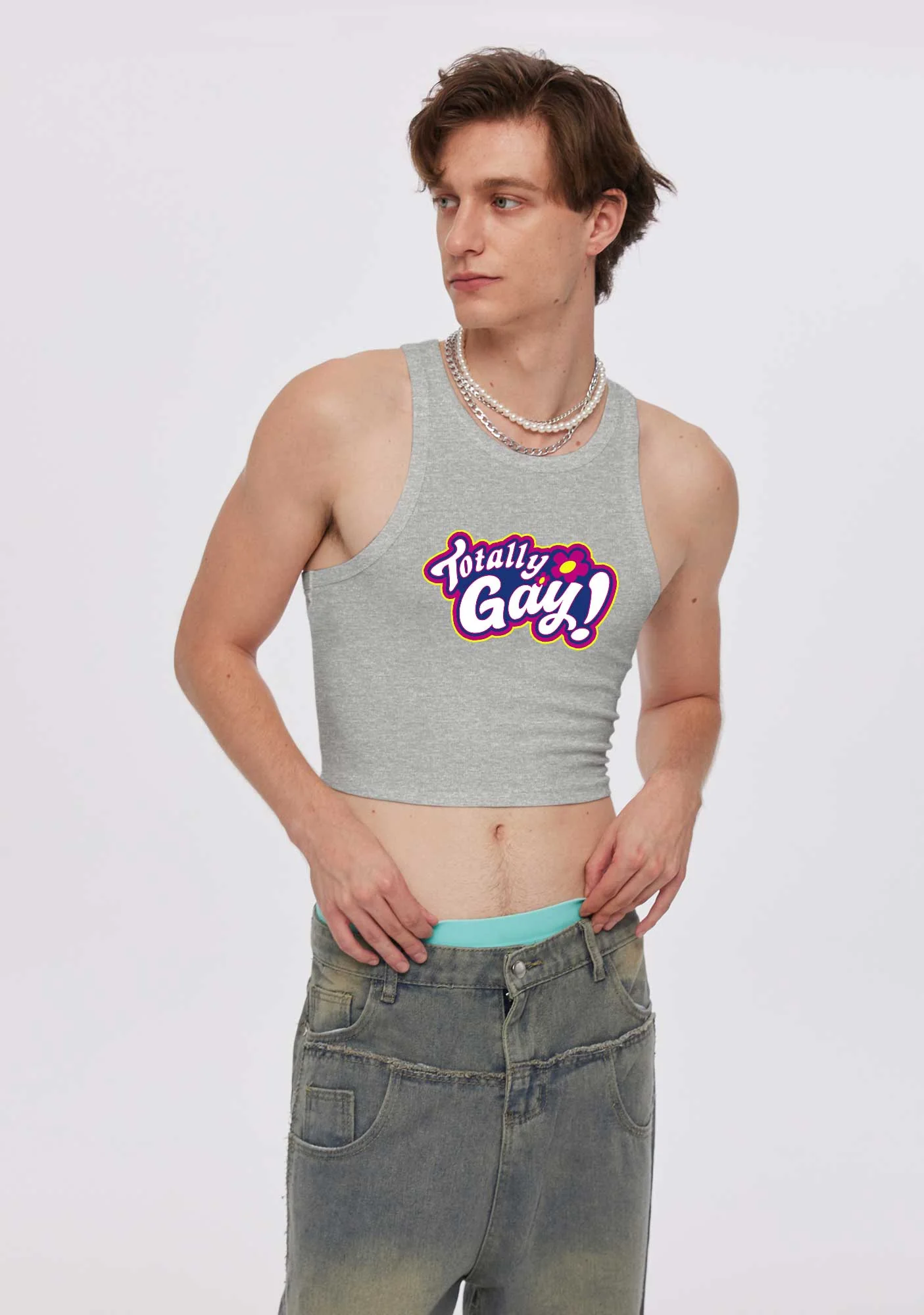 Totally Gay Pride Y2K Crop Tank Top Cherrykitten - Image 2