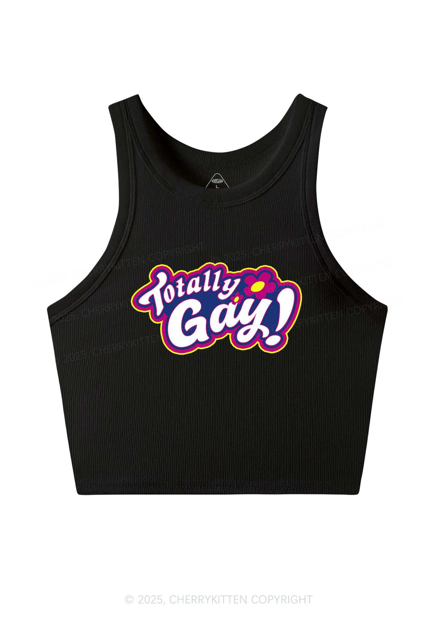 Totally Gay Pride Y2K Crop Tank Top Cherrykitten - Image 3