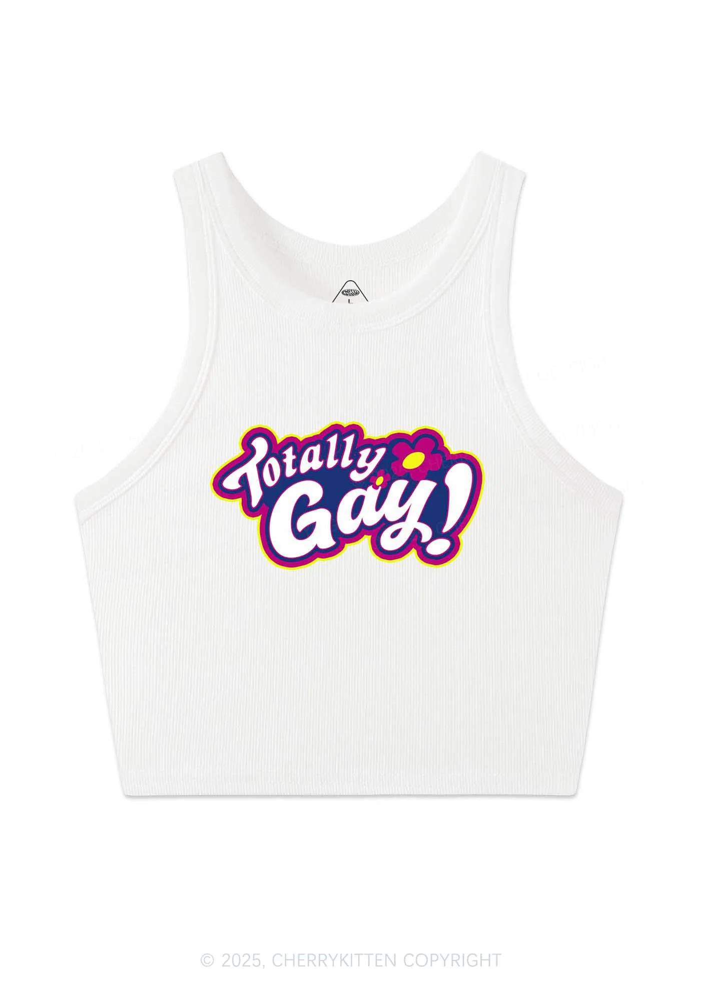 Totally Gay Pride Y2K Crop Tank Top Cherrykitten - Image 4