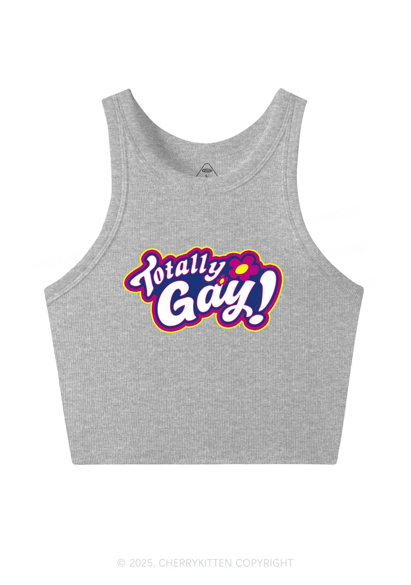 Totally Gay Pride Y2K Crop Tank Top Cherrykitten - Image 5