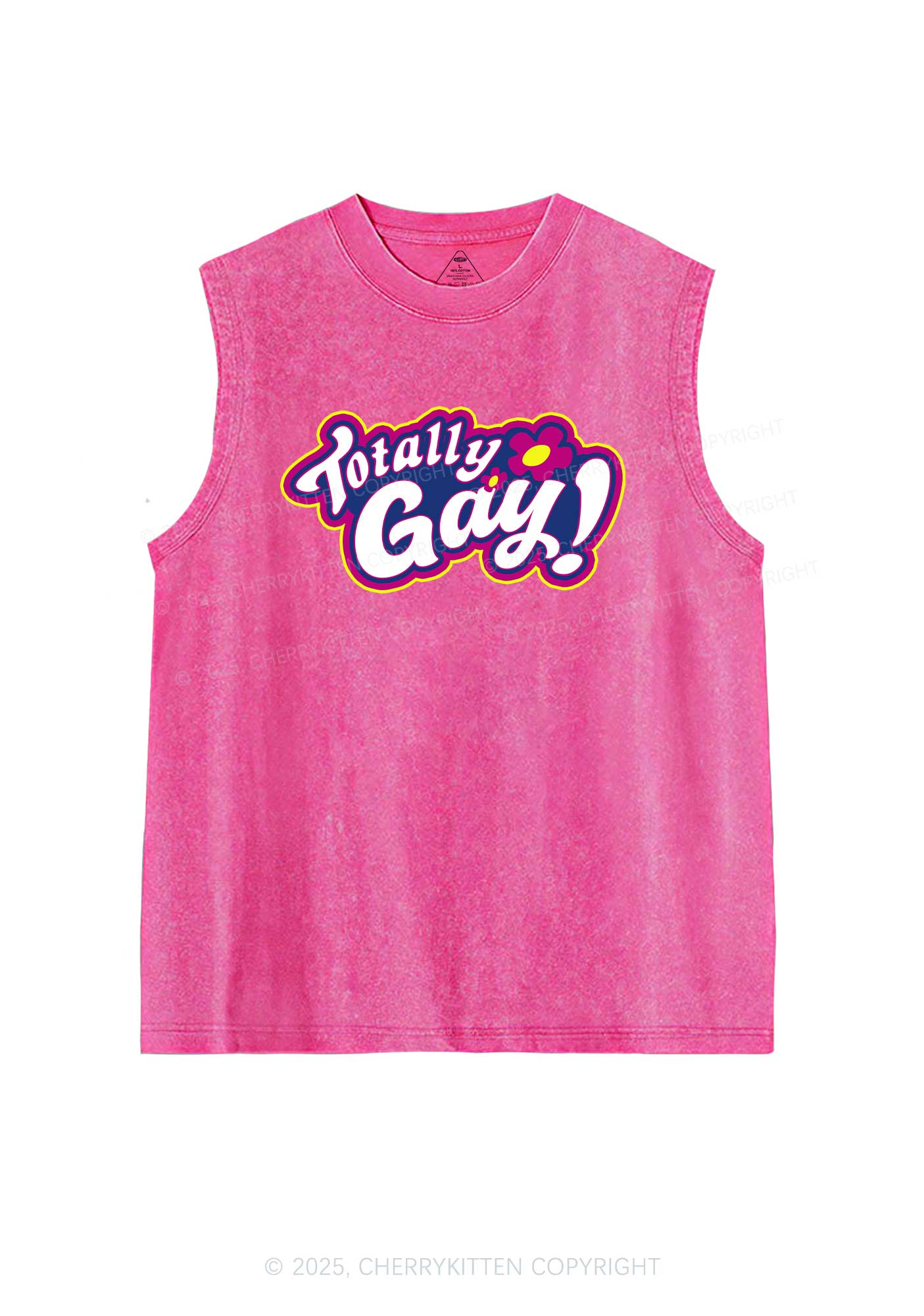 Totally Gay Pride Y2K Washed Muscle Tank Cherrykitten - Image 3