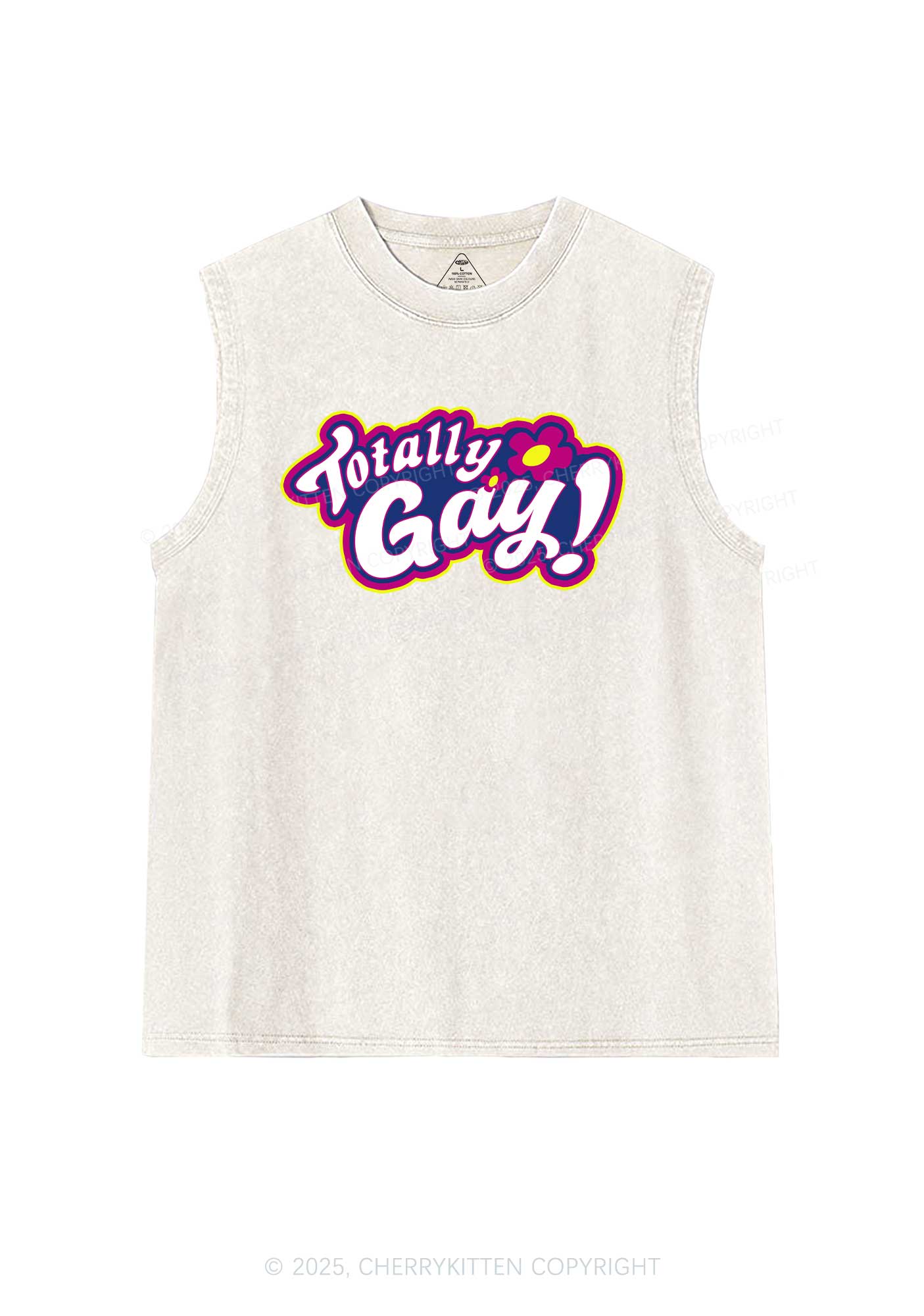 Totally Gay Pride Y2K Washed Muscle Tank Cherrykitten - Image 4