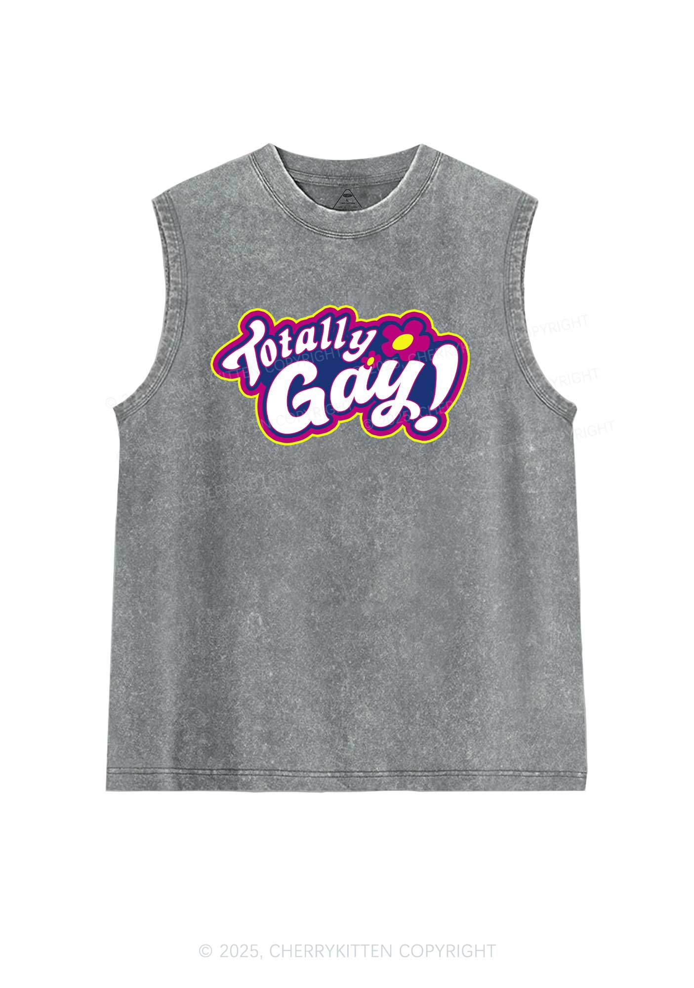 Totally Gay Pride Y2K Washed Muscle Tank Cherrykitten - Image 5