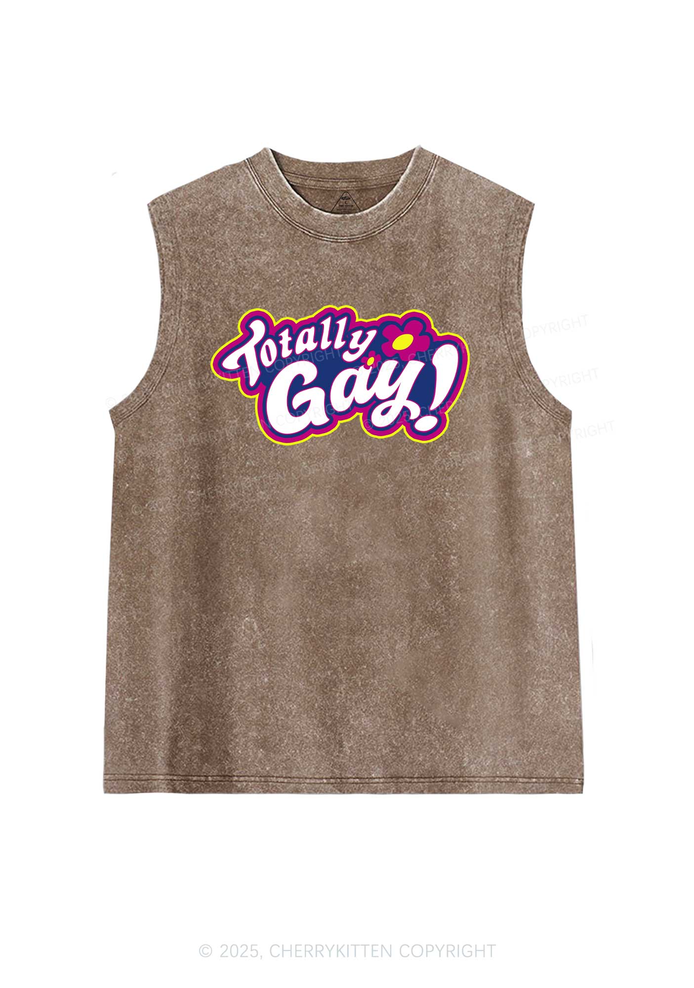 Totally Gay Pride Y2K Washed Muscle Tank Cherrykitten - Image 6