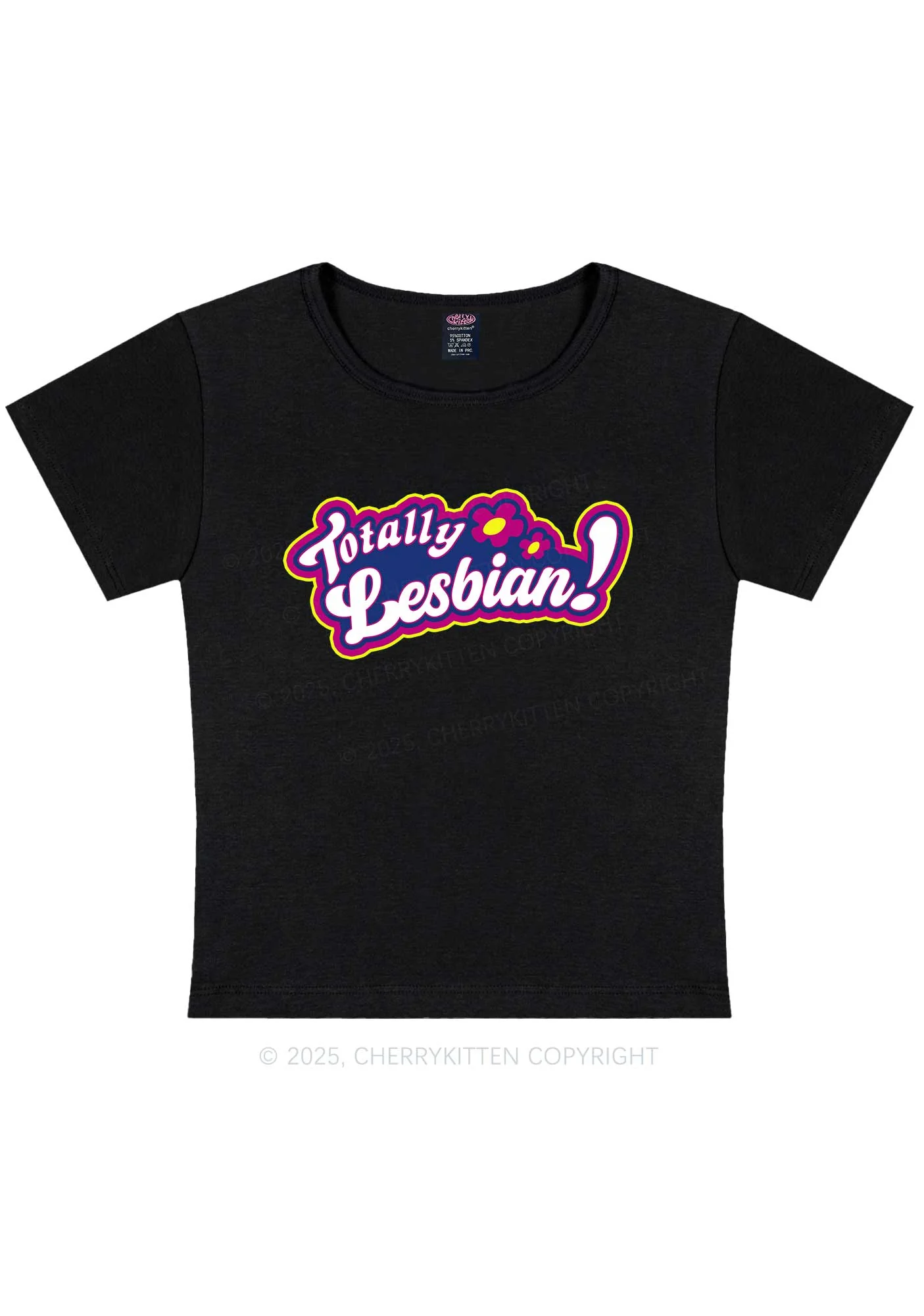 Totally Lesbian Pride Y2K Baby Tee Cherrykitten - Image 4