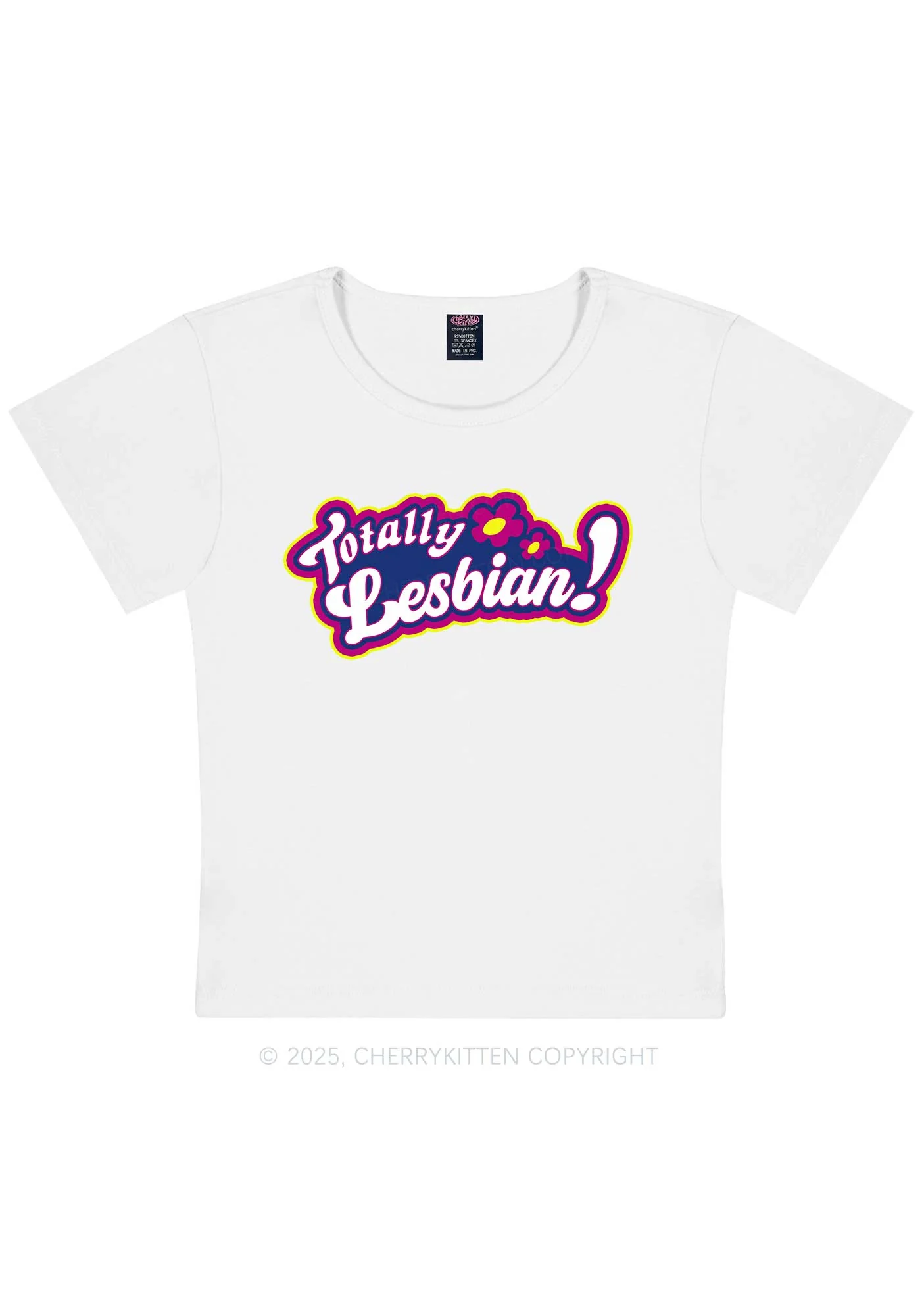 Totally Lesbian Pride Y2K Baby Tee Cherrykitten - Image 5