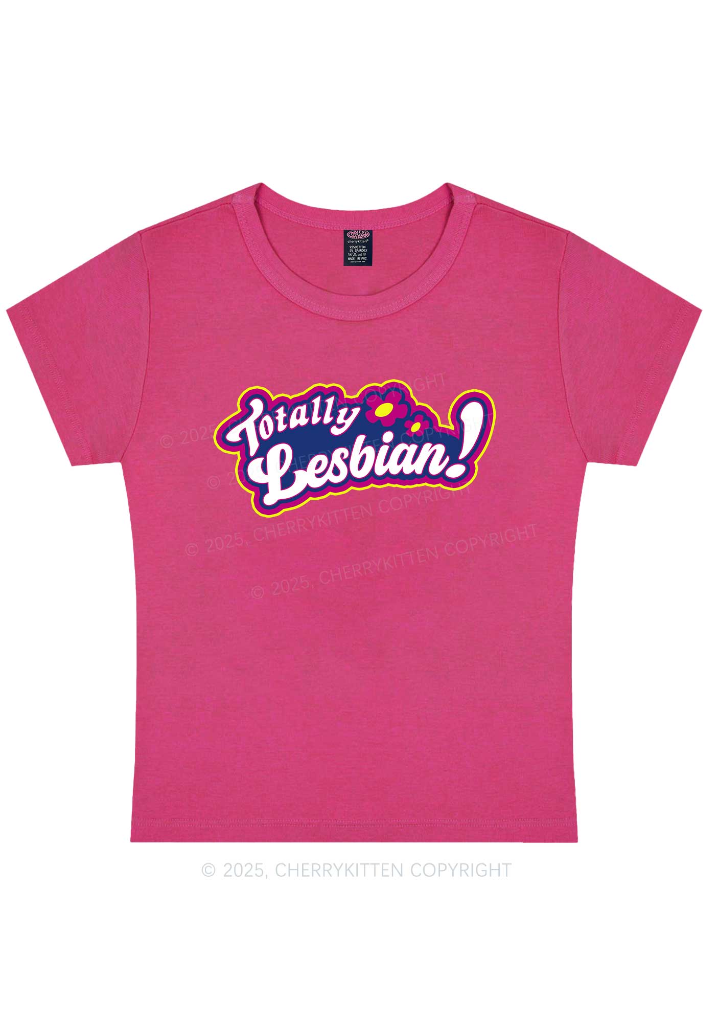 Totally Lesbian Pride Y2K Baby Tee Cherrykitten - Image 6