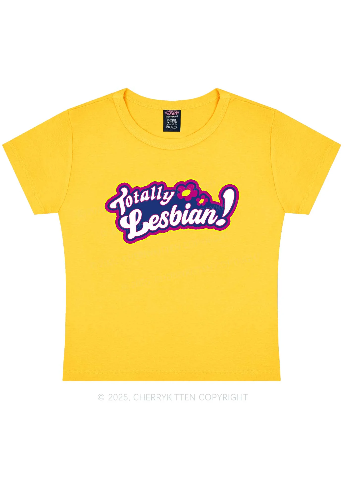 Totally Lesbian Pride Y2K Baby Tee Cherrykitten - Image 7